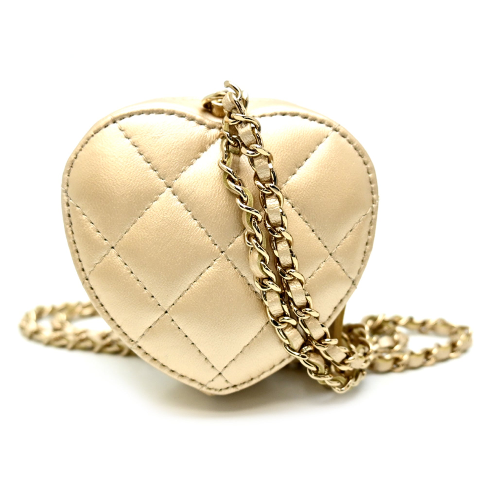 Chanel Matelasse Coco Mark Mini Heart Chain Shoulder Bag with Gold Hardware, Women's Coin Case, AP2783, Lambskin — New - Store Return