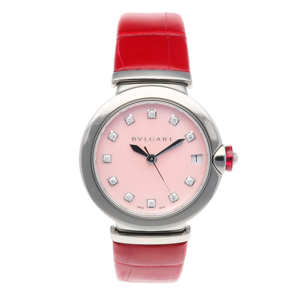 Bvlgari Lucea Stainless Steel Watch LU33C2SLD/11 Automatic Women's BVLGARI Pink Shell with 11 Diamonds, Overhauled — Good