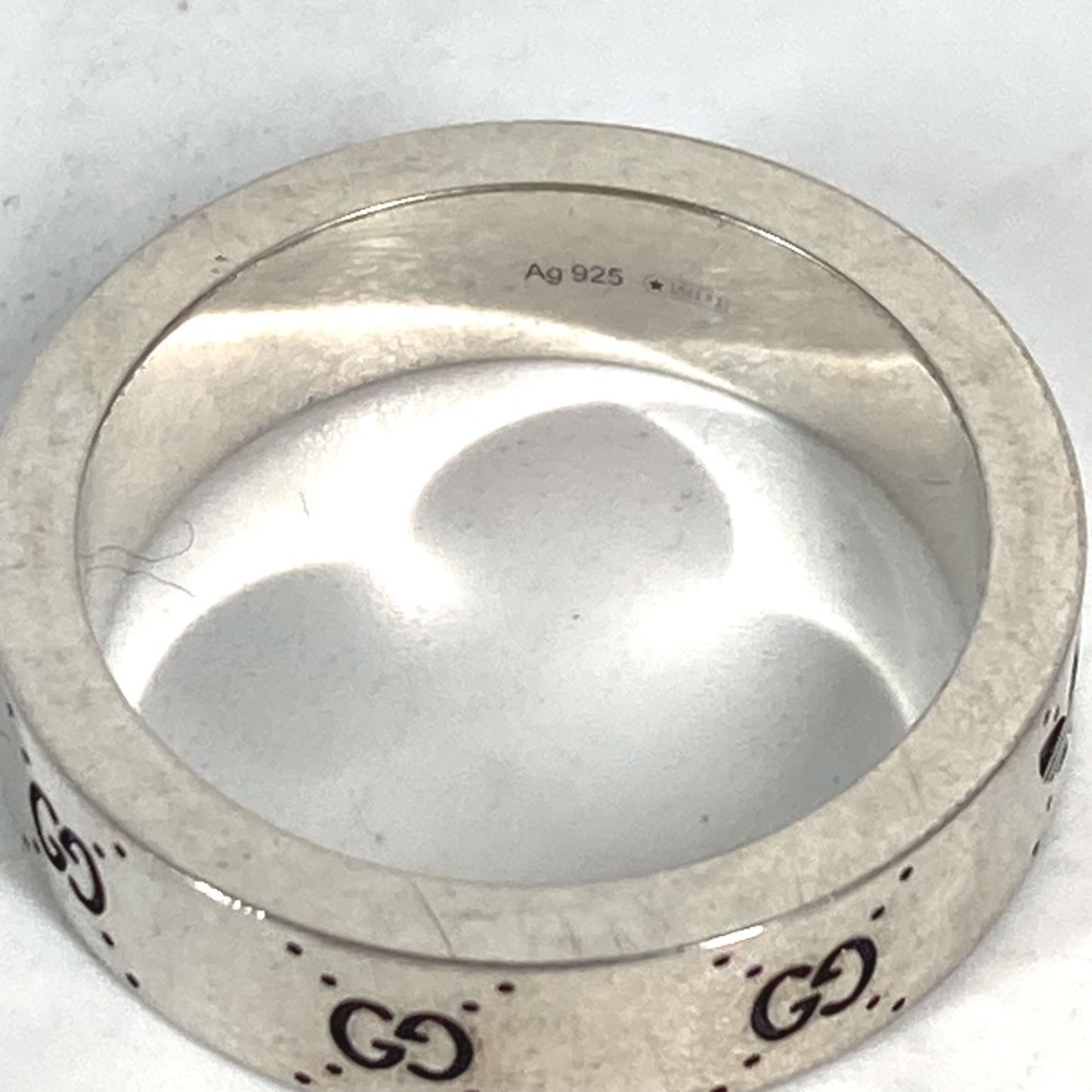 GUCCI 702766 adidas Collaboration Engraved Wide Ring, AG925 Silver, Men's, Size 19