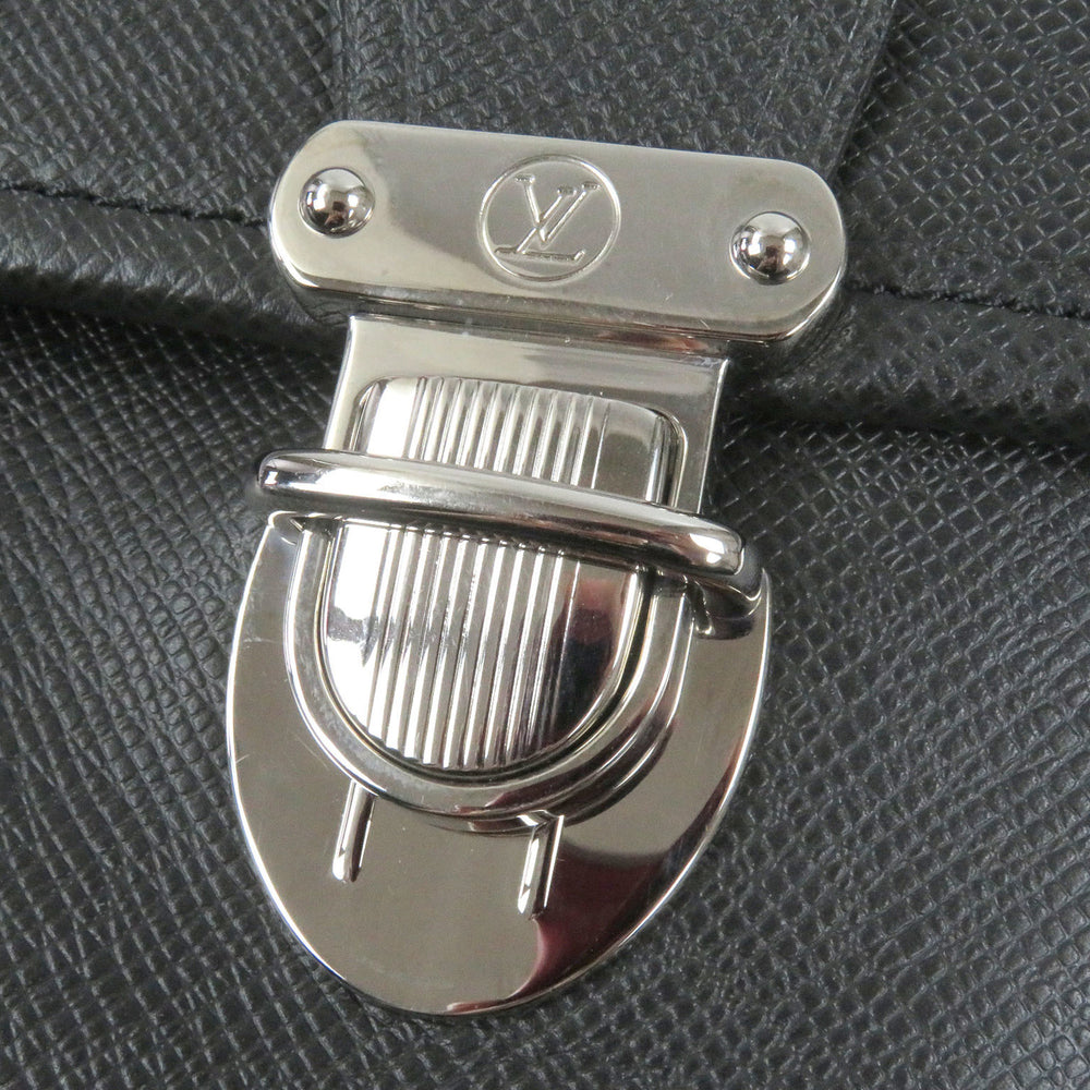 LOUIS VUITTON M32622 Taiga Anton LV Logo Embossed Briefcase Shoulder Bag Ardoise Made in France Men's — Like New