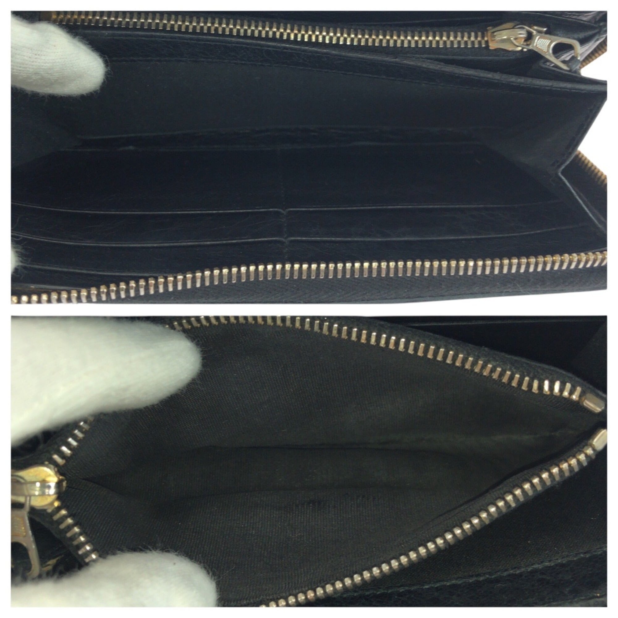 BALENCIAGA City Classic Continental Black Leather Long Wallet with Gold Hardware, Round Zipper, 253053, Women's