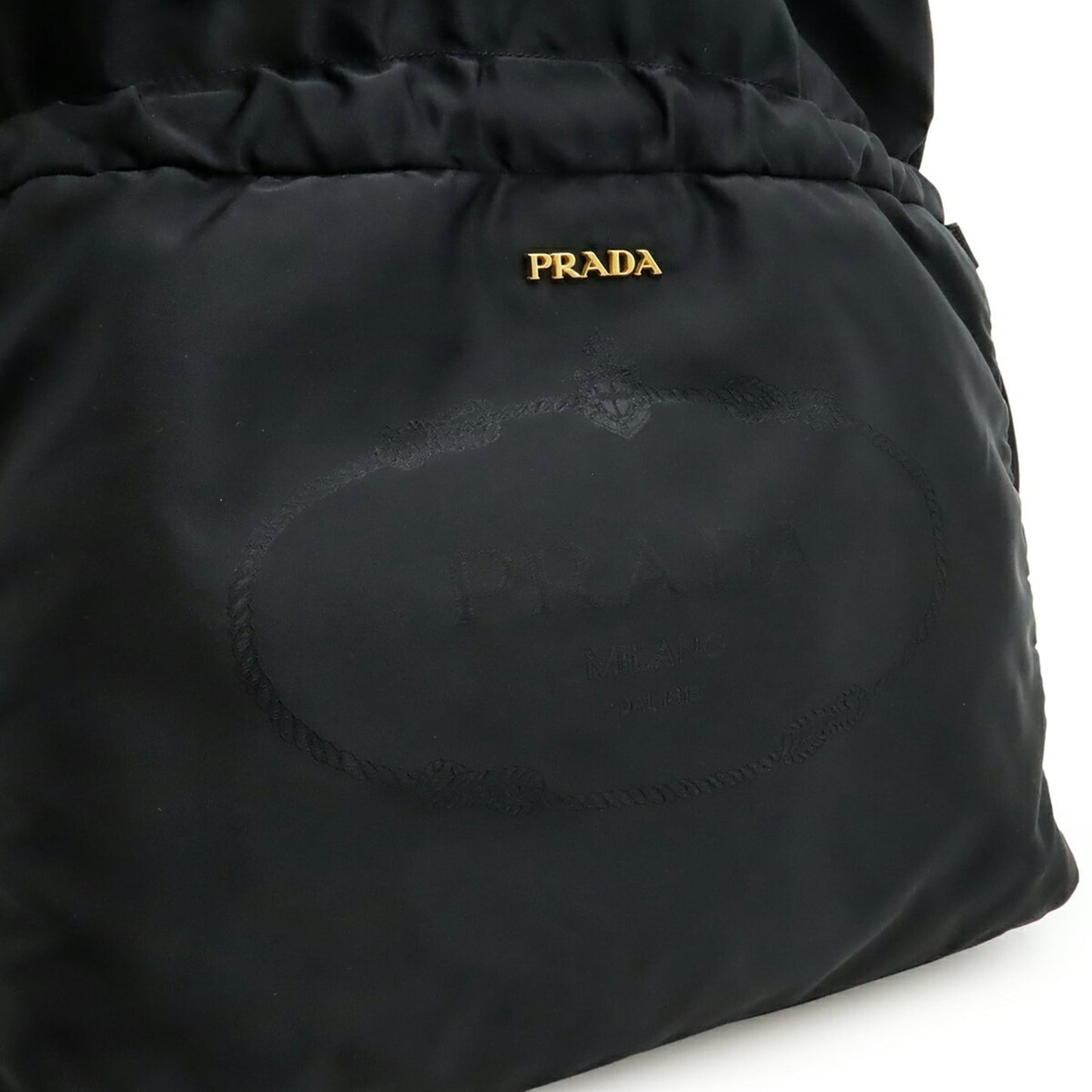 PRADA Prada Jacquard Tote Bag Shoulder Nylon Leather NERO Black BN1758