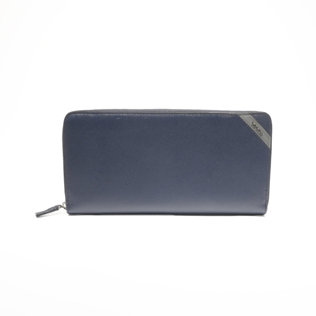 Prada Zip-Around Travel Organizer Long Wallet in Navy