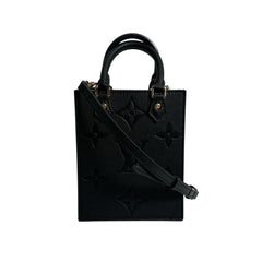 Louis Vuitton Monogram Petite Sac Plat Shoulder Bag, Empreinte, M81417, Black — Like New