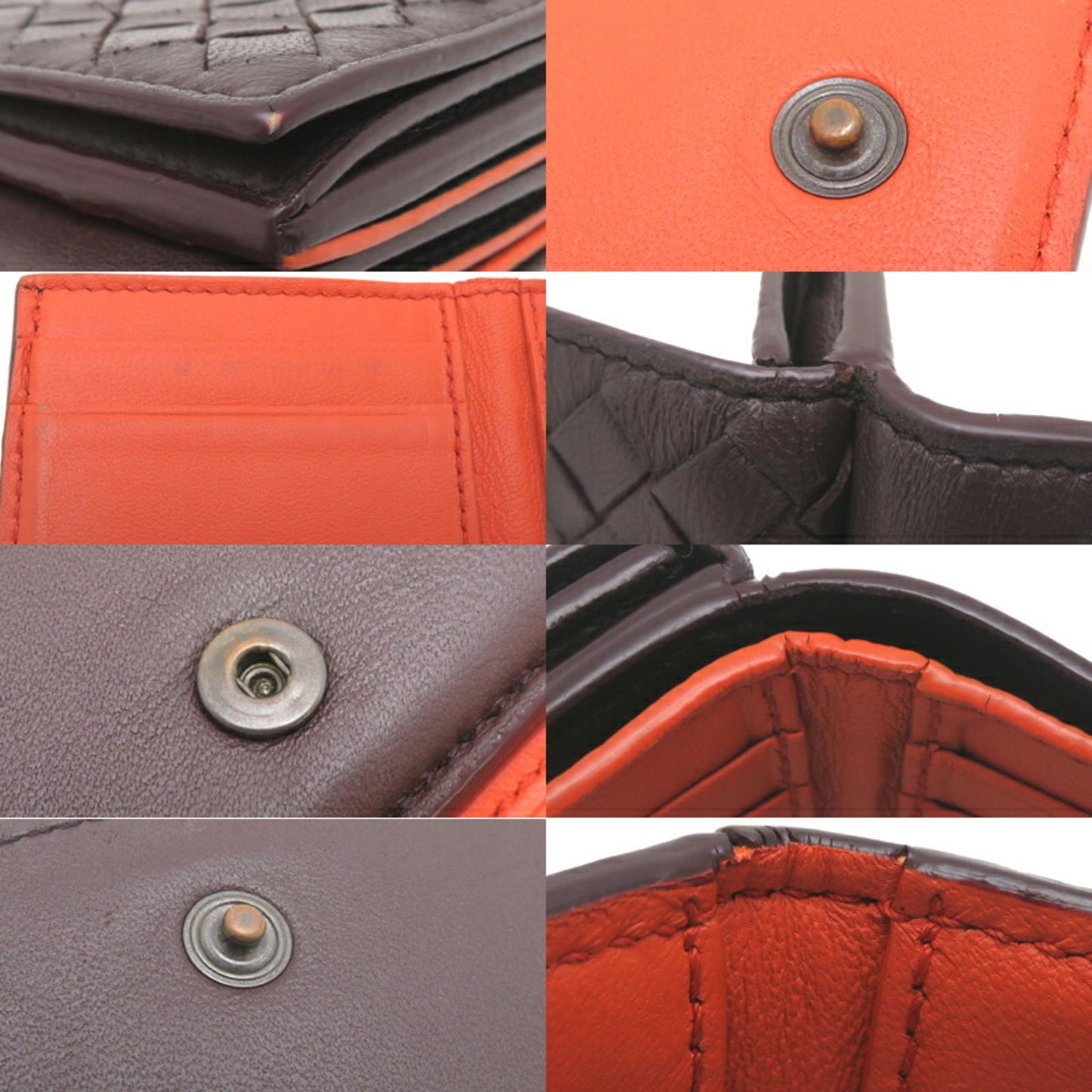 Bottega Veneta Treciato Compact Wallet Men's Tri-fold Leather in Bordeaux (Brown)