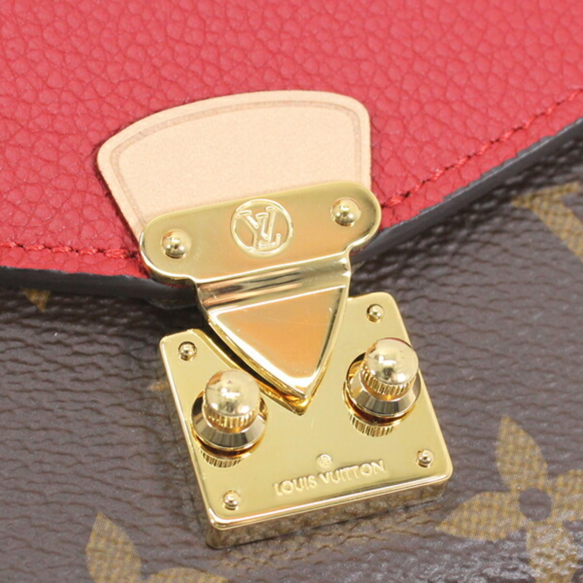 Louis Vuitton Women's Trifold Wallet, Portefeuille Pallas Compact, Monogram, Brown and Red, M67478, LOUIS VUITTON Wallet & Coin Purse, TK1780