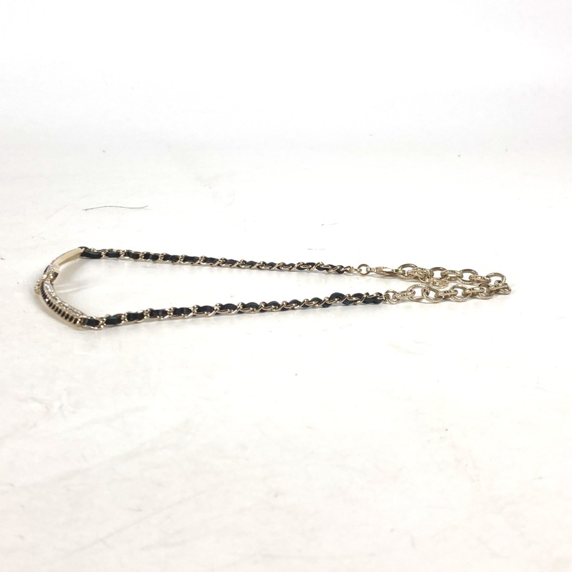 CHANEL Chanel AB9152 A22 CC Coco Mark Rhinestone Choker Chain Necklace Metal Women's Black Similar G-240625-37 — Like New