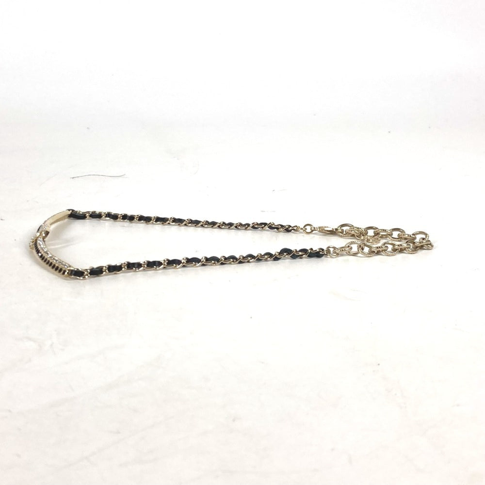 CHANEL Chanel AB9152 A22 CC Coco Mark Rhinestone Choker Chain Necklace Metal Women's Black Similar G-240625-37 — Like New