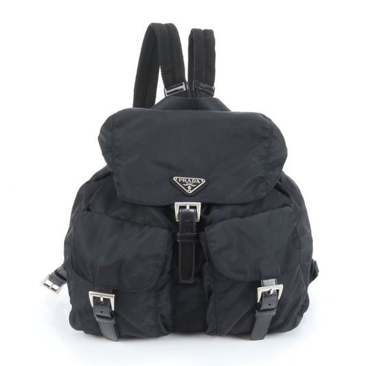 Prada Tessuto Nylon and Leather Backpack in Black for Women