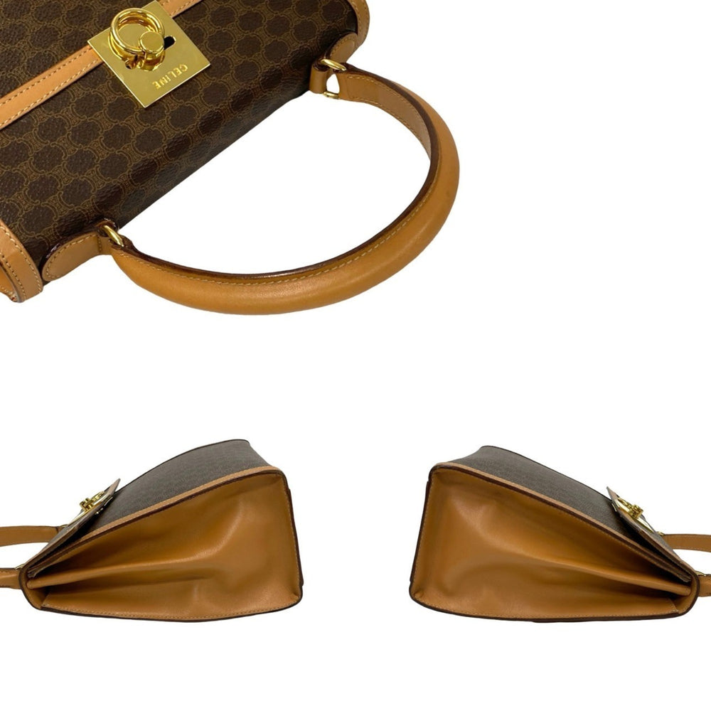 CELINE Macadam Blason Triomphe Print Logo Ring Hardware Leather 2-Way Handbag/Shoulder Bag Brown 35397 — Like New