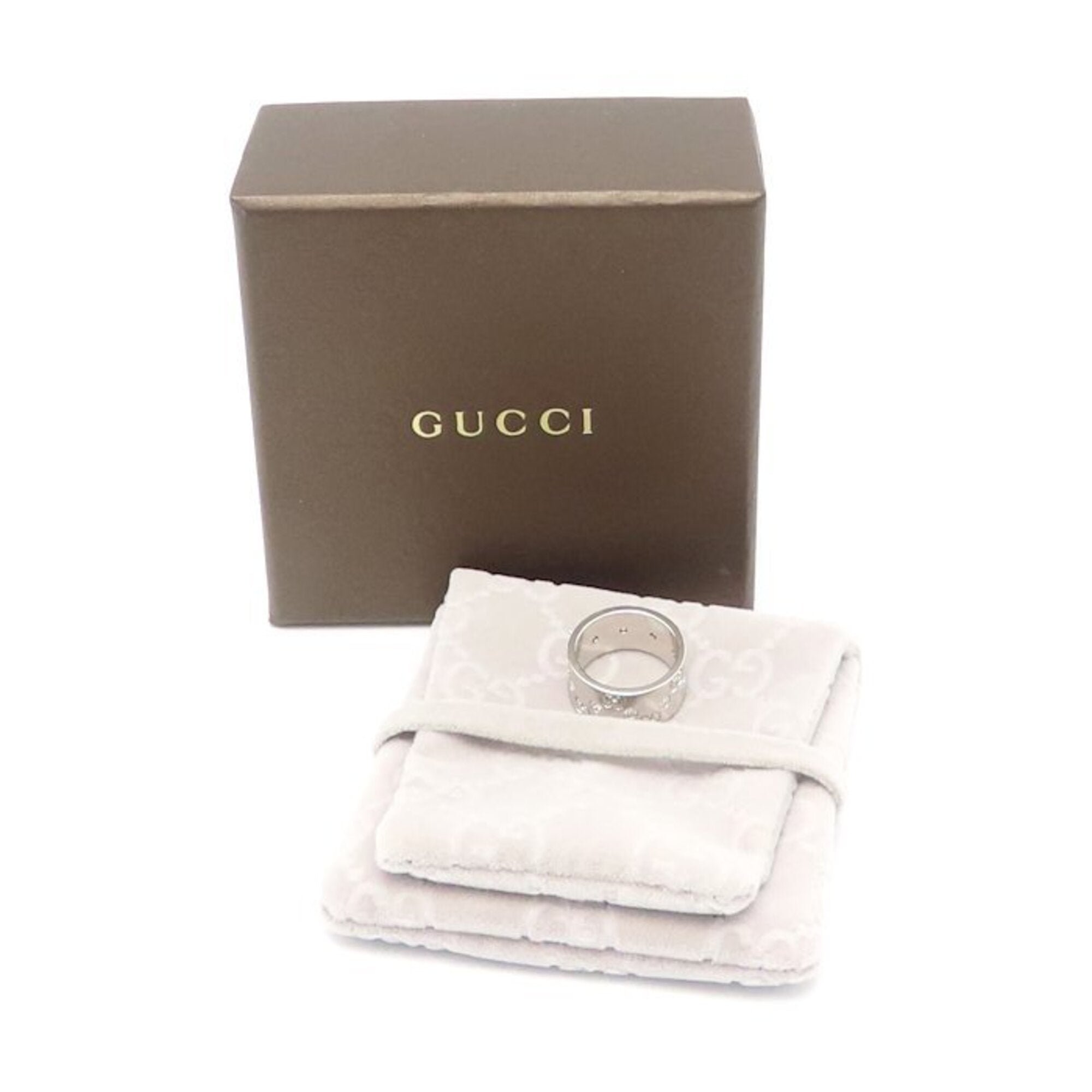 GUCCI Icon Wide Ring, Diamond Size 11, K18WG, Women's, Item No. 295401 — Like New