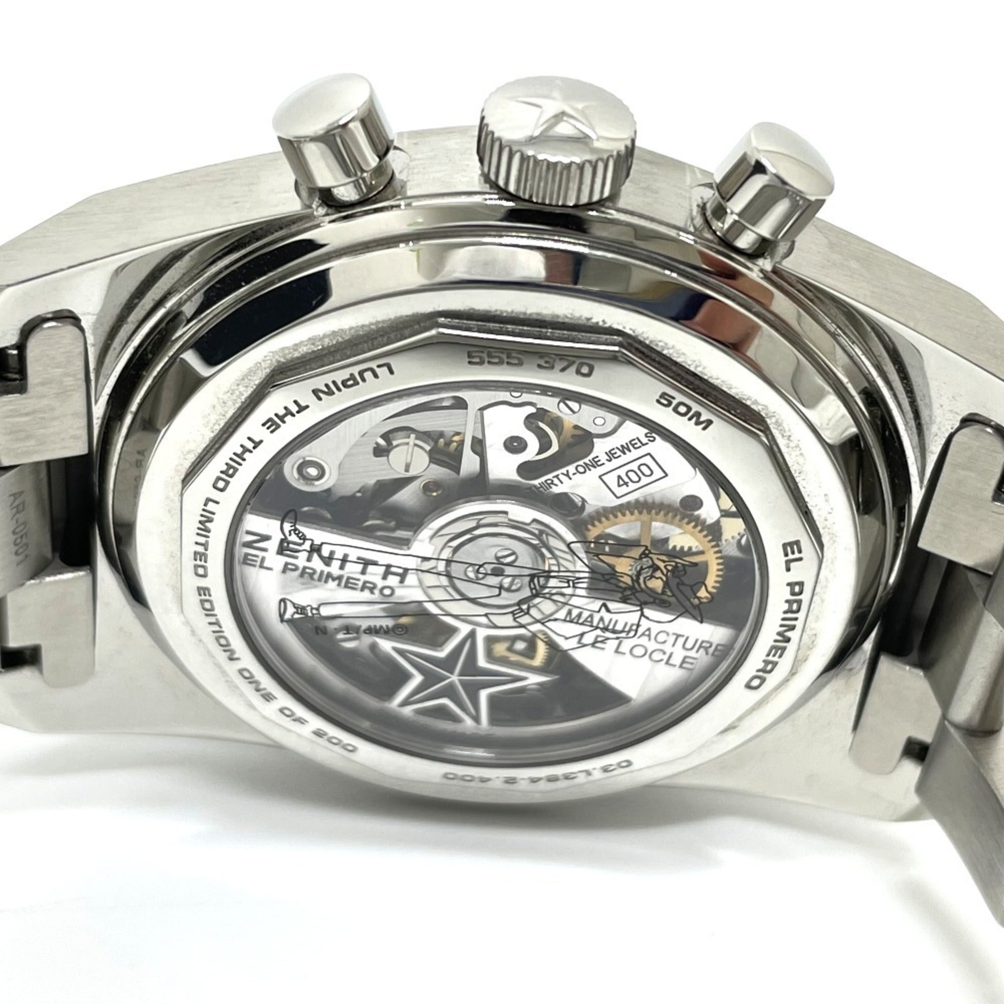 ZENITH 3.L384.400 Lupin the Third 2nd Edition Japan Limited 200 Pieces Revival A384 Chronomaster Watch Stainless Steel Men's Silver — Like New