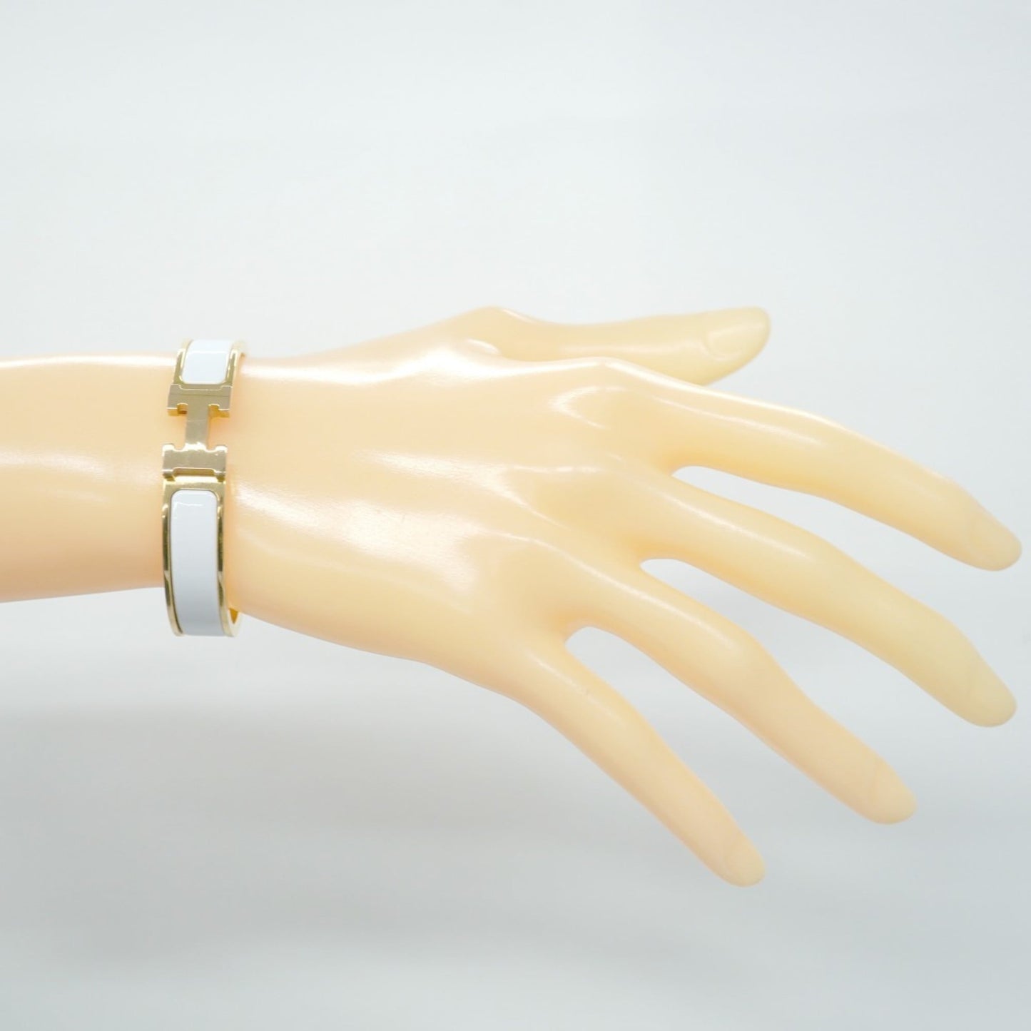 Hermes Click Cluck PM Bangle in GP-plated Gold and White for Women