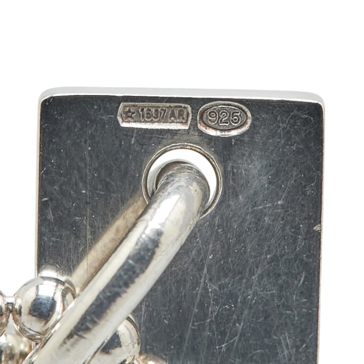 Gucci logo plate double ball chain necklace in SV925 silver for women.