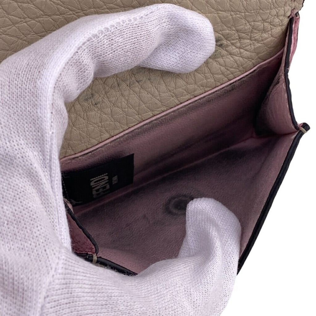 FENDI Selleria Compact Wallet, Tri-fold Beige, Women's