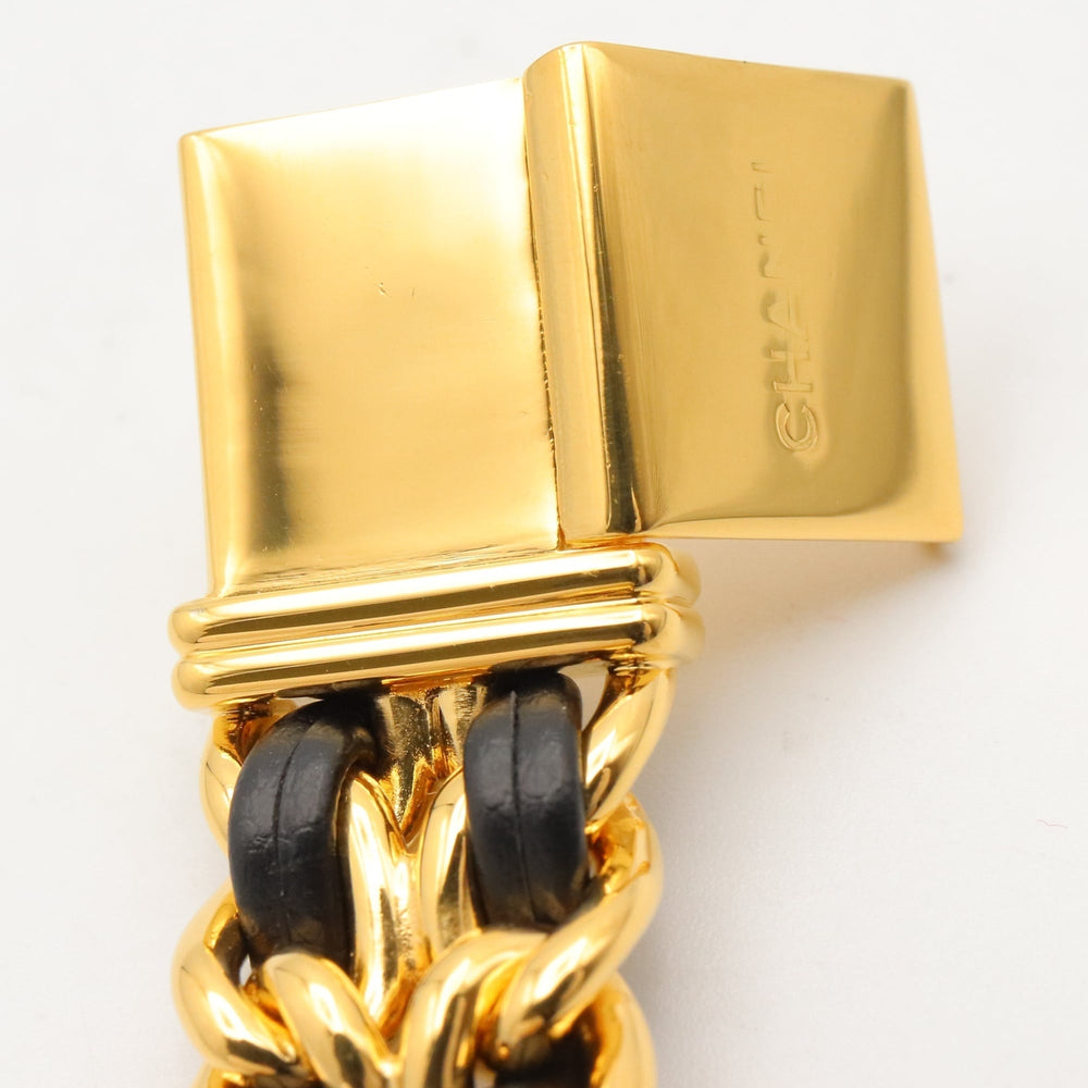 Chanel CHANEL Première S Watch, Gold Plated (GP), Leather Strap, Women's, Black, H0001 — Very Good