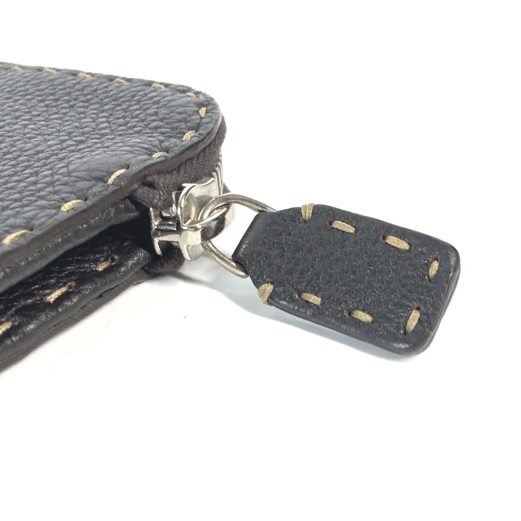 FENDI Selleria L-shaped clutch bag in leather for men, dark brown