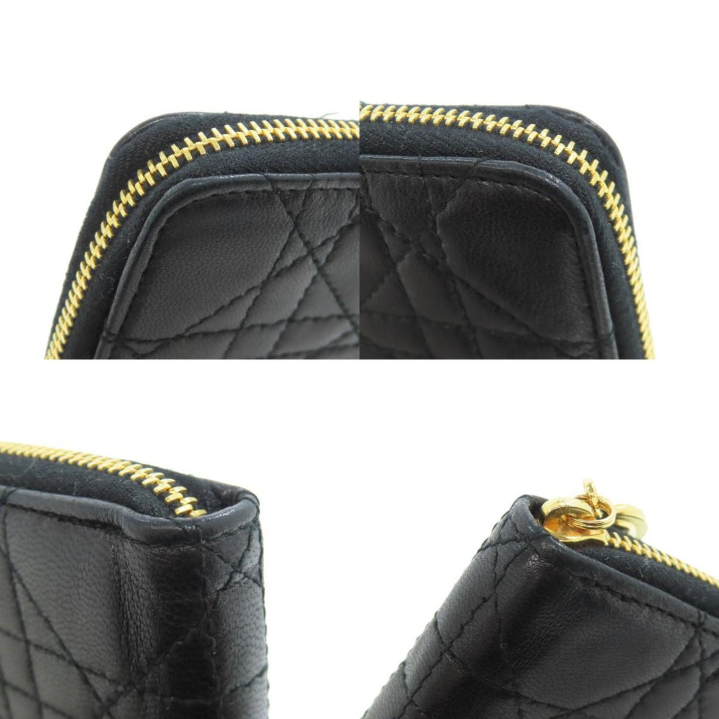 Christian Dior Cannage Bi-fold Wallet Lambskin Women's CHRISTIAN DIOR