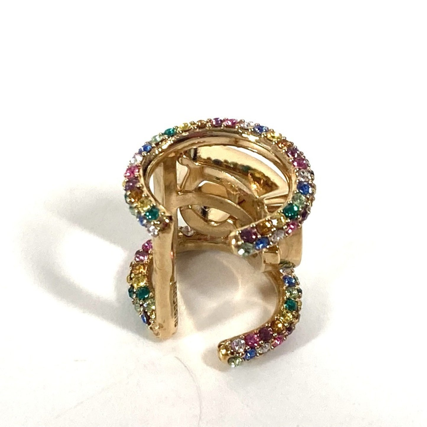 BURBERRY Burberry Logo Rhinestone Ear Cuff Accessory TB Rainbow Earrings Metal Men Women Gold