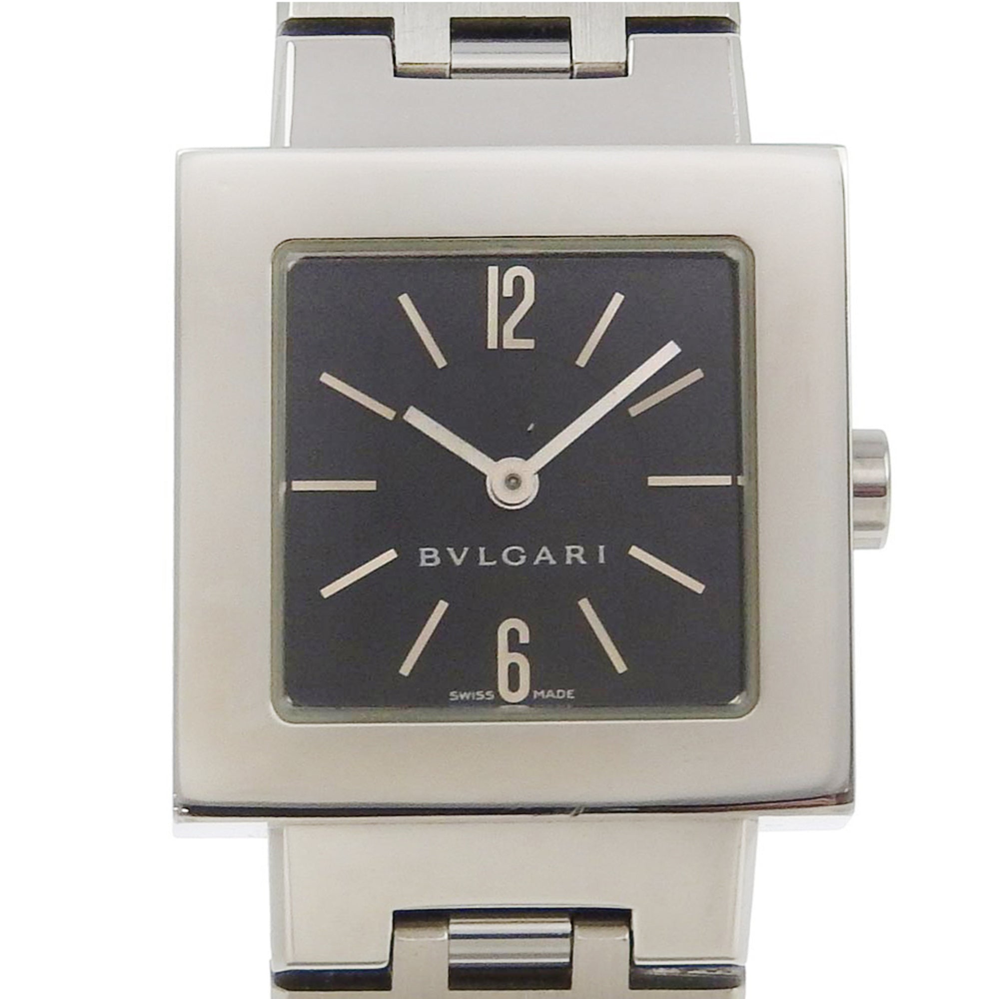BVLGARI Quadrado SQ22SS Stainless Steel Watch with Quartz Movement, Analog Display, Black Dial, for Women — Good