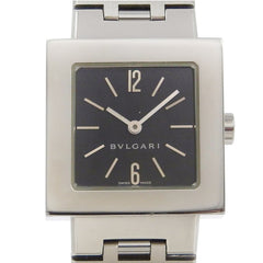 BVLGARI Quadrado SQ22SS Stainless Steel Watch with Quartz Movement, Analog Display, Black Dial, for Women — Good