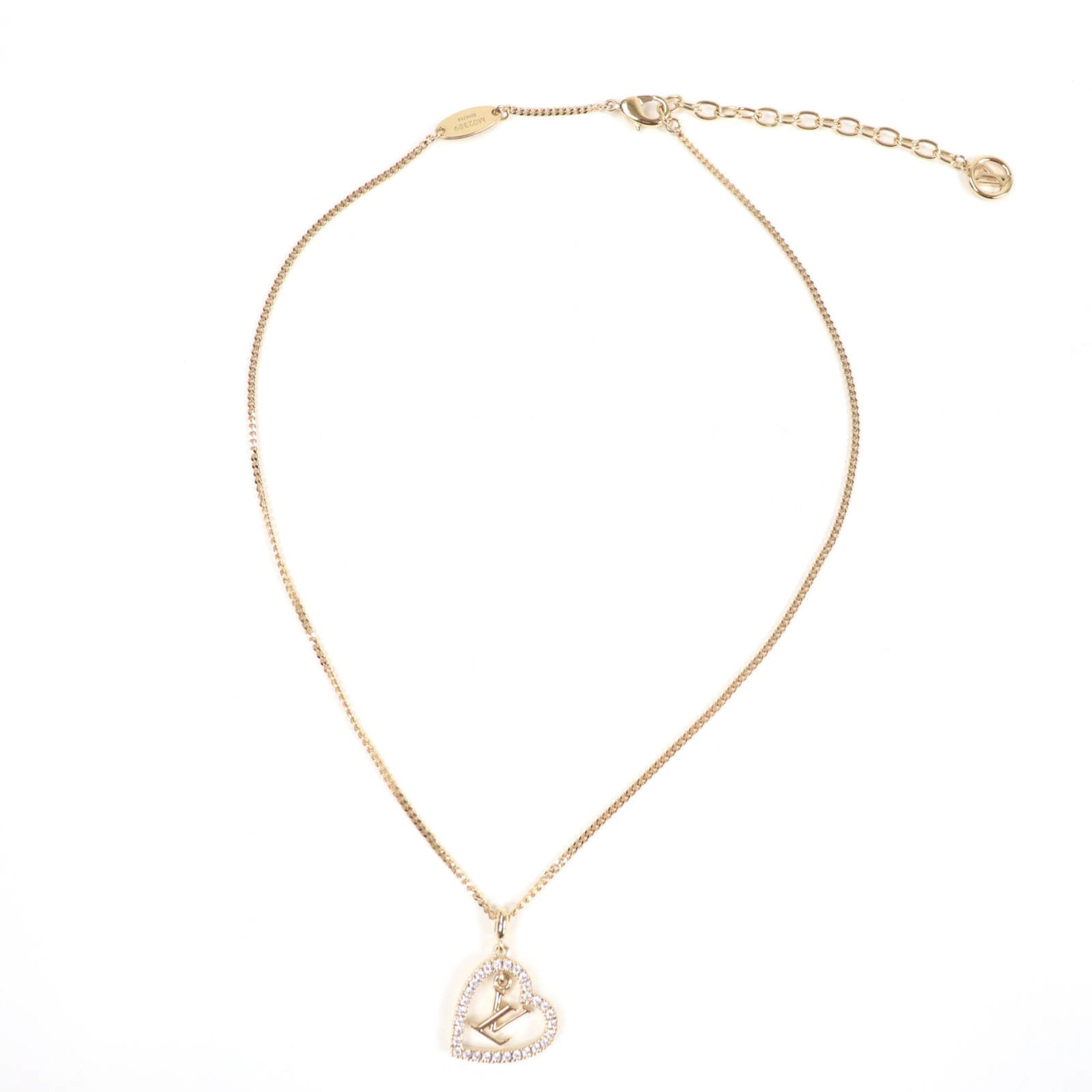 LOUIS VUITTON 2024 M02389 My LV Heart Rhinestone Gold Necklace with Box and Dust Bag, Made in Italy, Women's — Like New