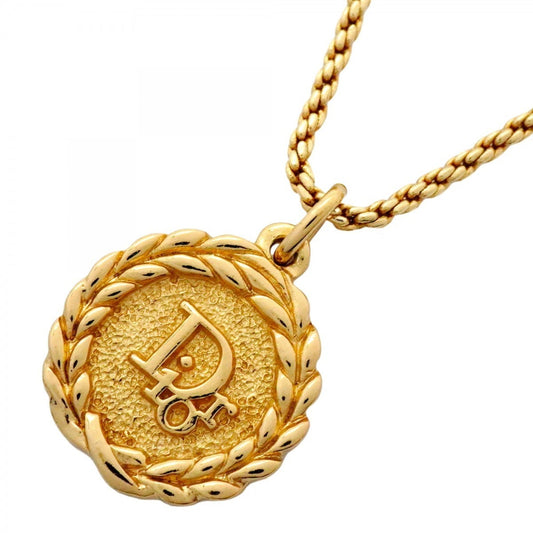 Christian Dior Necklace Circle GP Plated Gold for Women