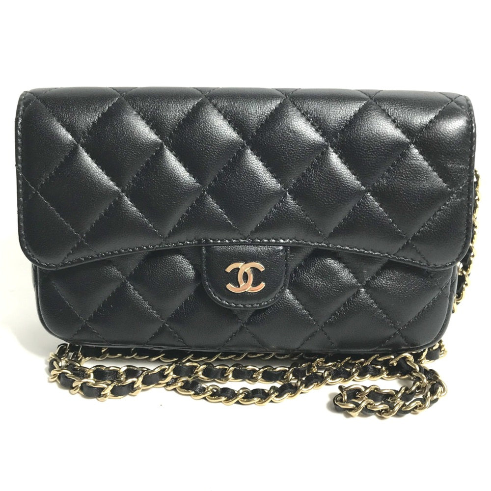 Chanel AP2096 CC Mark Phone Case Wallet CC Crossbody bag Long Wallet Shoulder Bag Black Gold — Like New