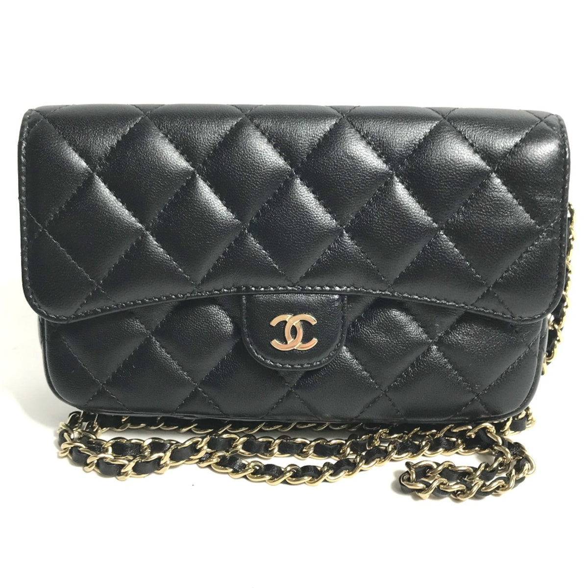 Chanel AP2096 CC Mark Phone Case Wallet CC Crossbody bag Long Wallet Shoulder Bag Black Gold — Like New