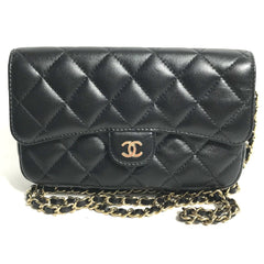 Chanel AP2096 CC Mark Phone Case Wallet CC Crossbody bag Long Wallet Shoulder Bag Black Gold — Like New