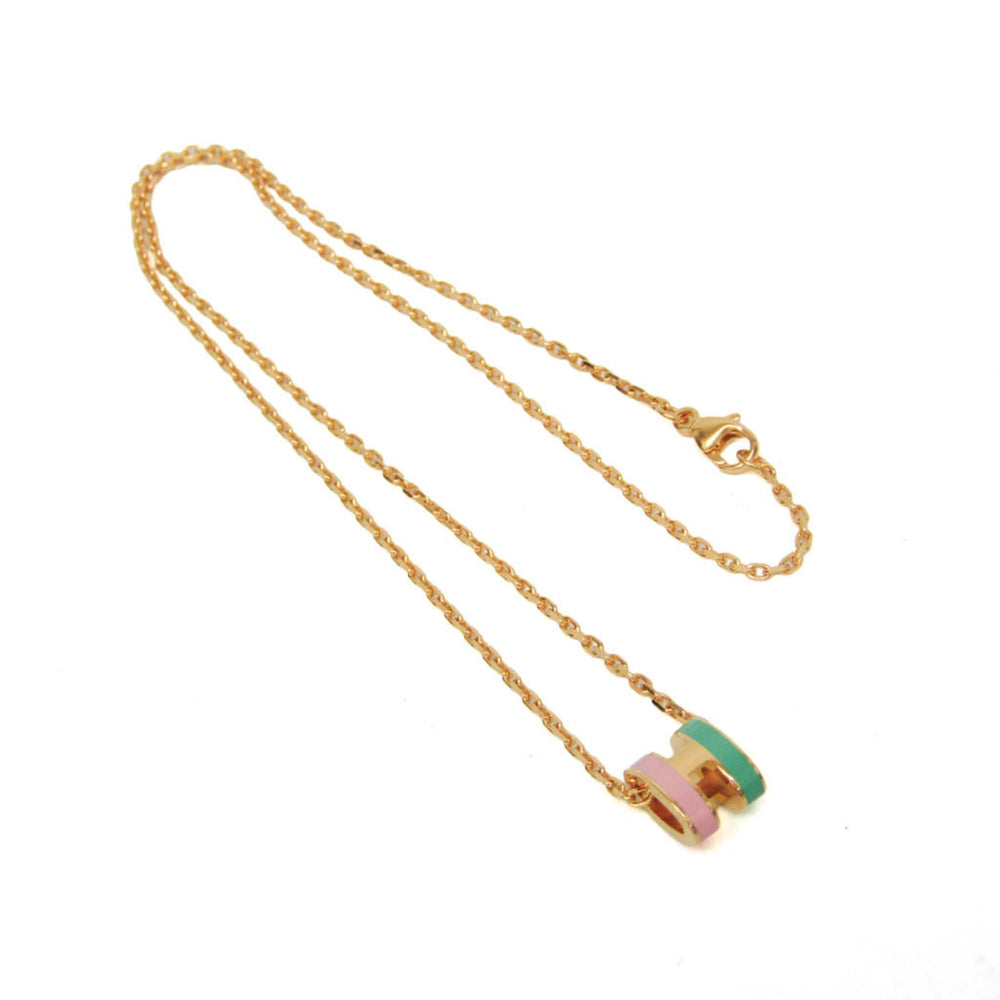 Hermes Pop H Mini Metal Men,Women Fashion Pendant Necklace (Green,Pink) — Like New