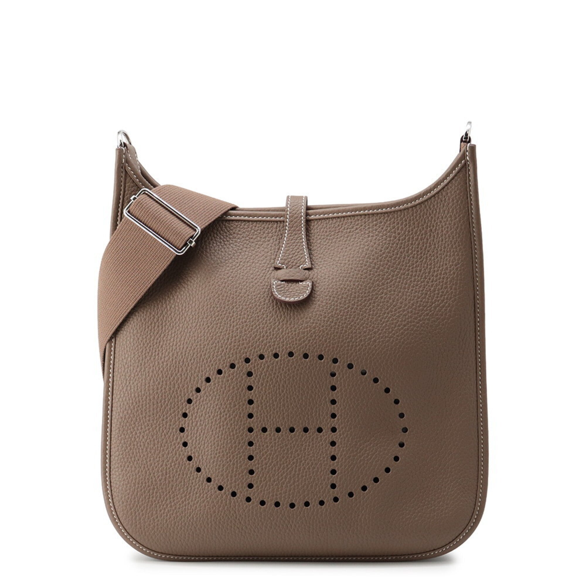 Hermes Evelyne 3 PM Shoulder Bag, Etoupe, Taurillon Clemence Leather, W Stamp, HERMES Evelyne, Handbag, Women's — Like New