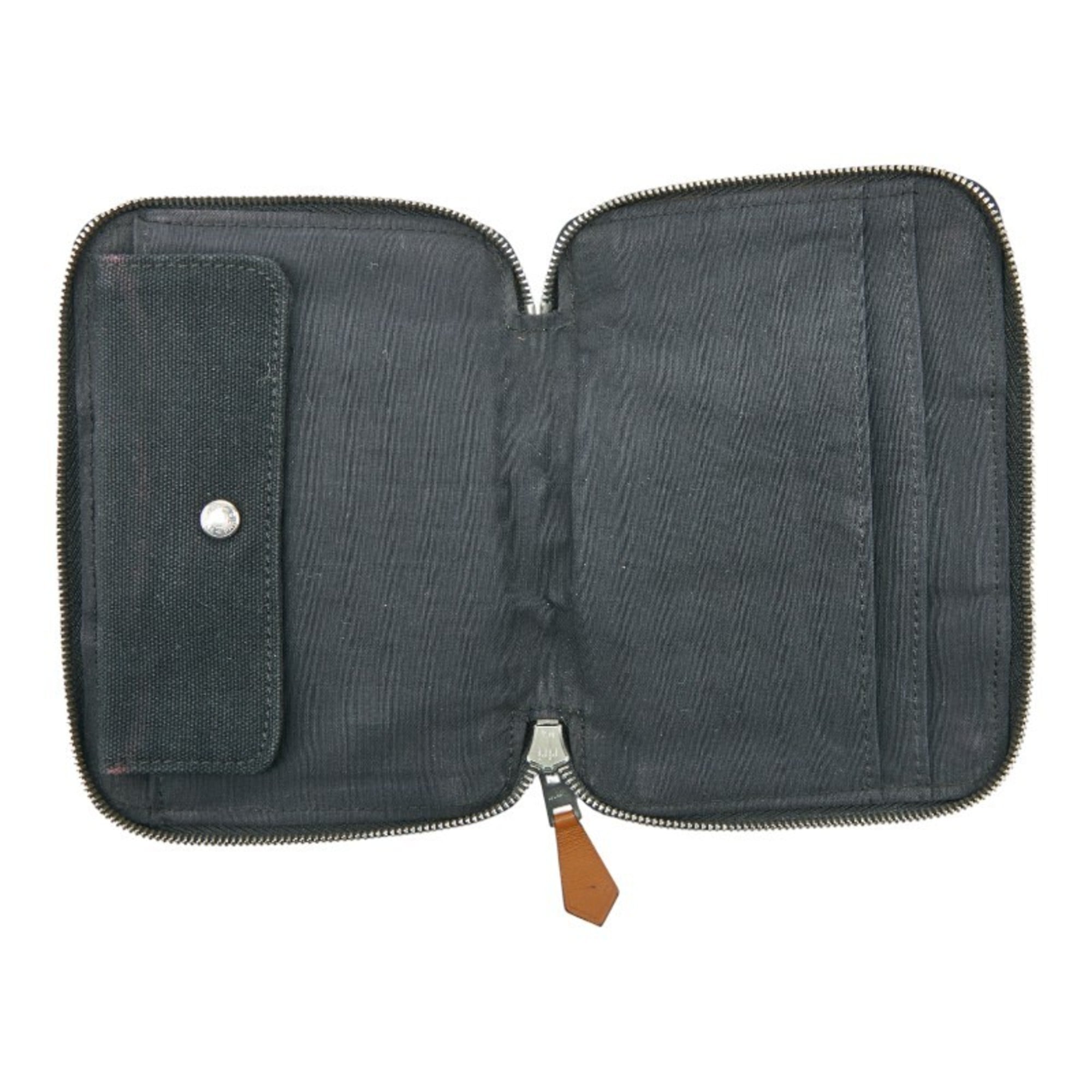Hermes Hermès Deauville Purse PM Zip-Around Bifold Wallet in Black Canvas for Women