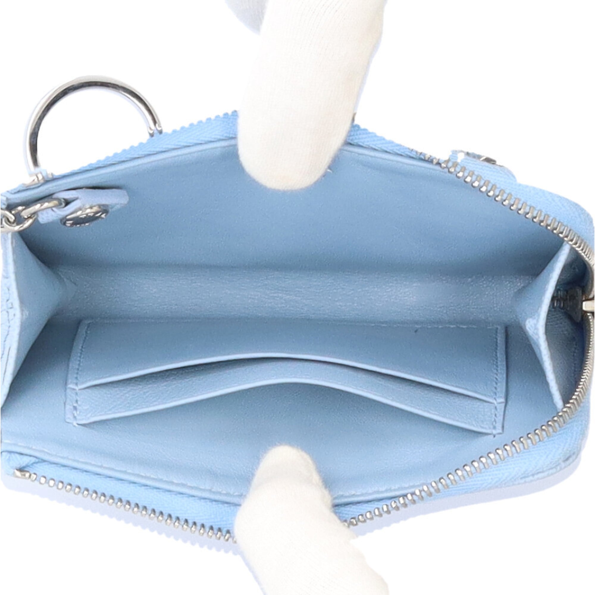 Pre-owned Prada Triangle Saffiano Leather Wallet/Coin Case, 1PP122, Women's