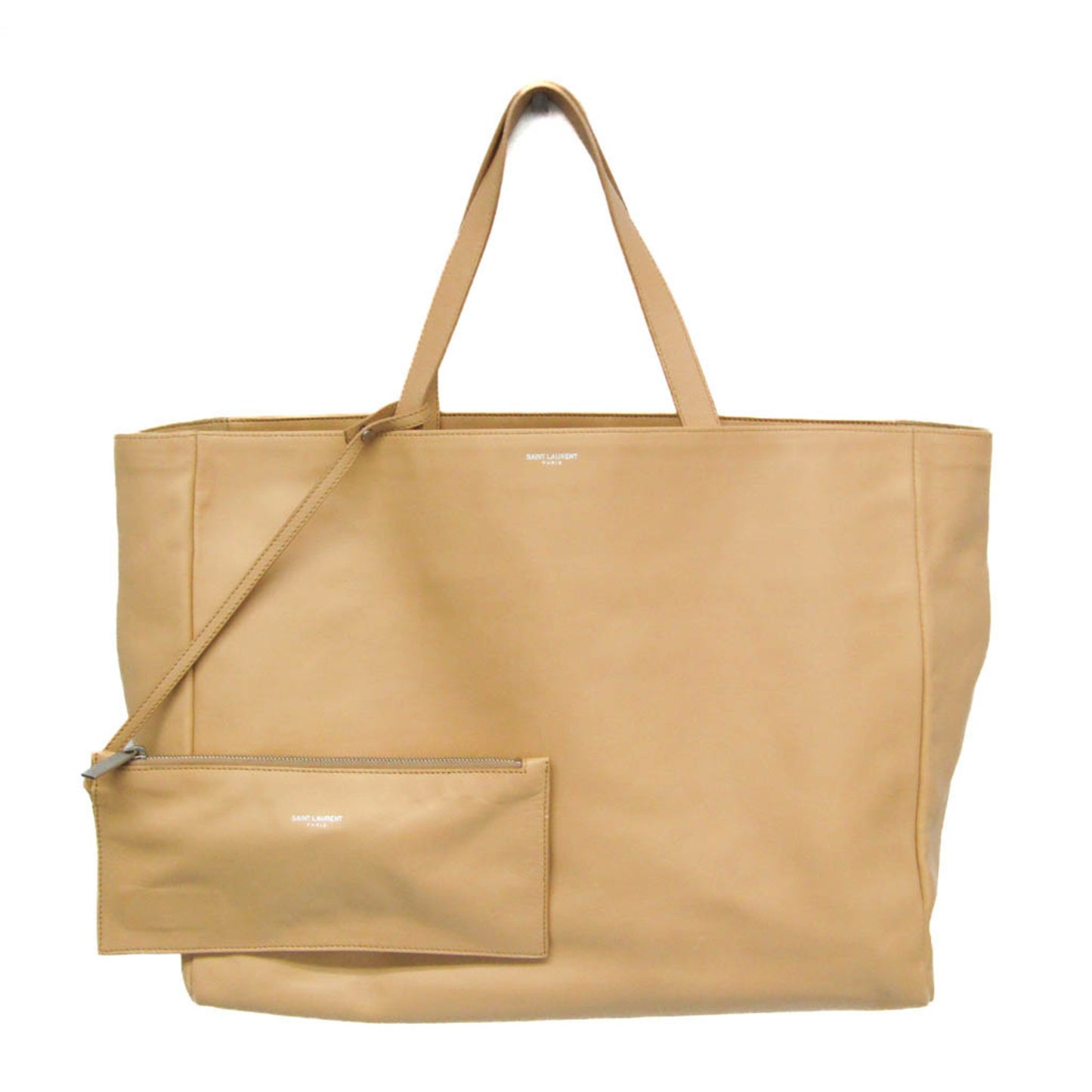 Saint Laurent 314252 Women's Leather Tote Bag Beige