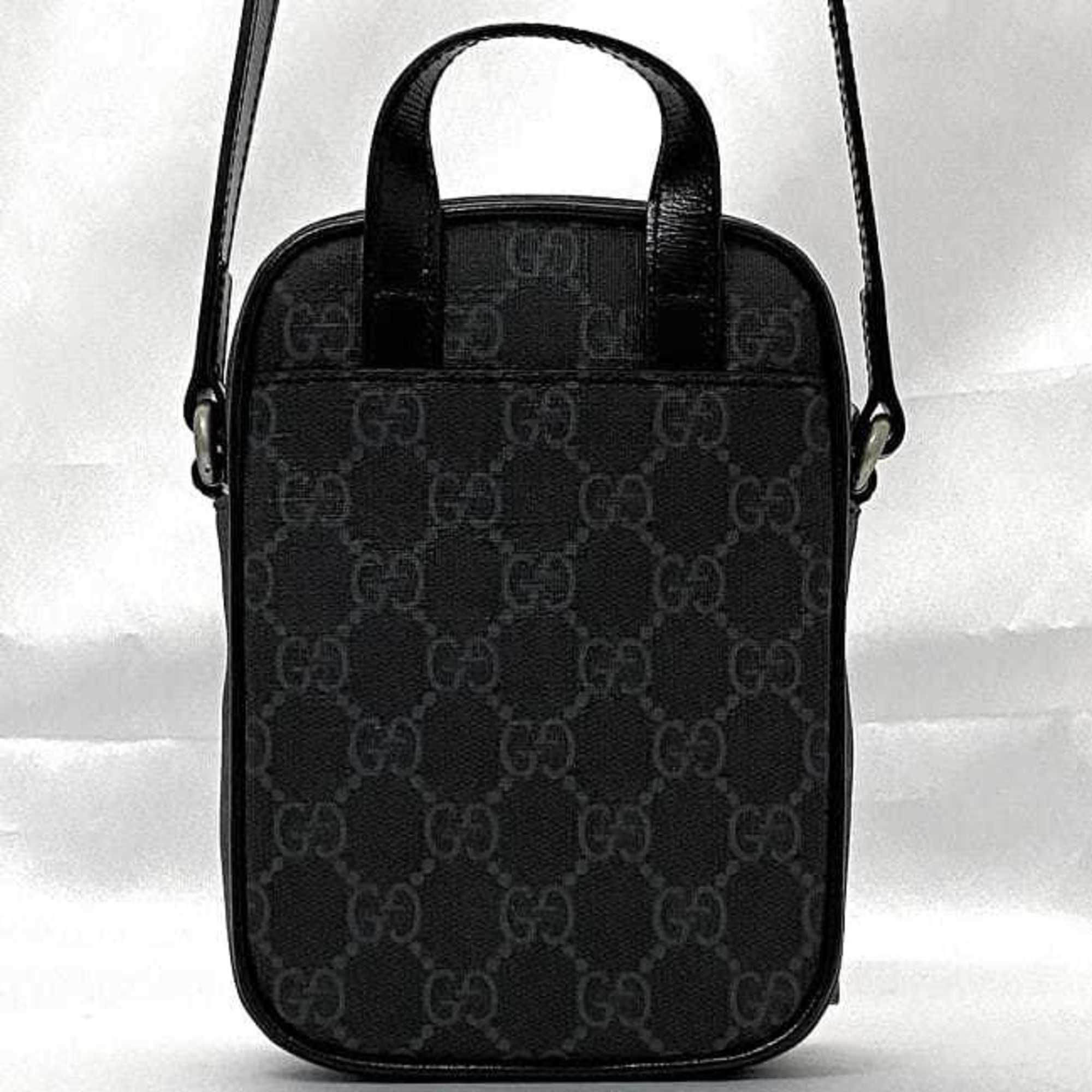 Gucci Shoulder Bag f-21810 Black Interlocking 672952 92TCN 1000U PVC Leather 0416 GUCCI Pochette Crossbody GG Supreme Unisex Women Men — Like New