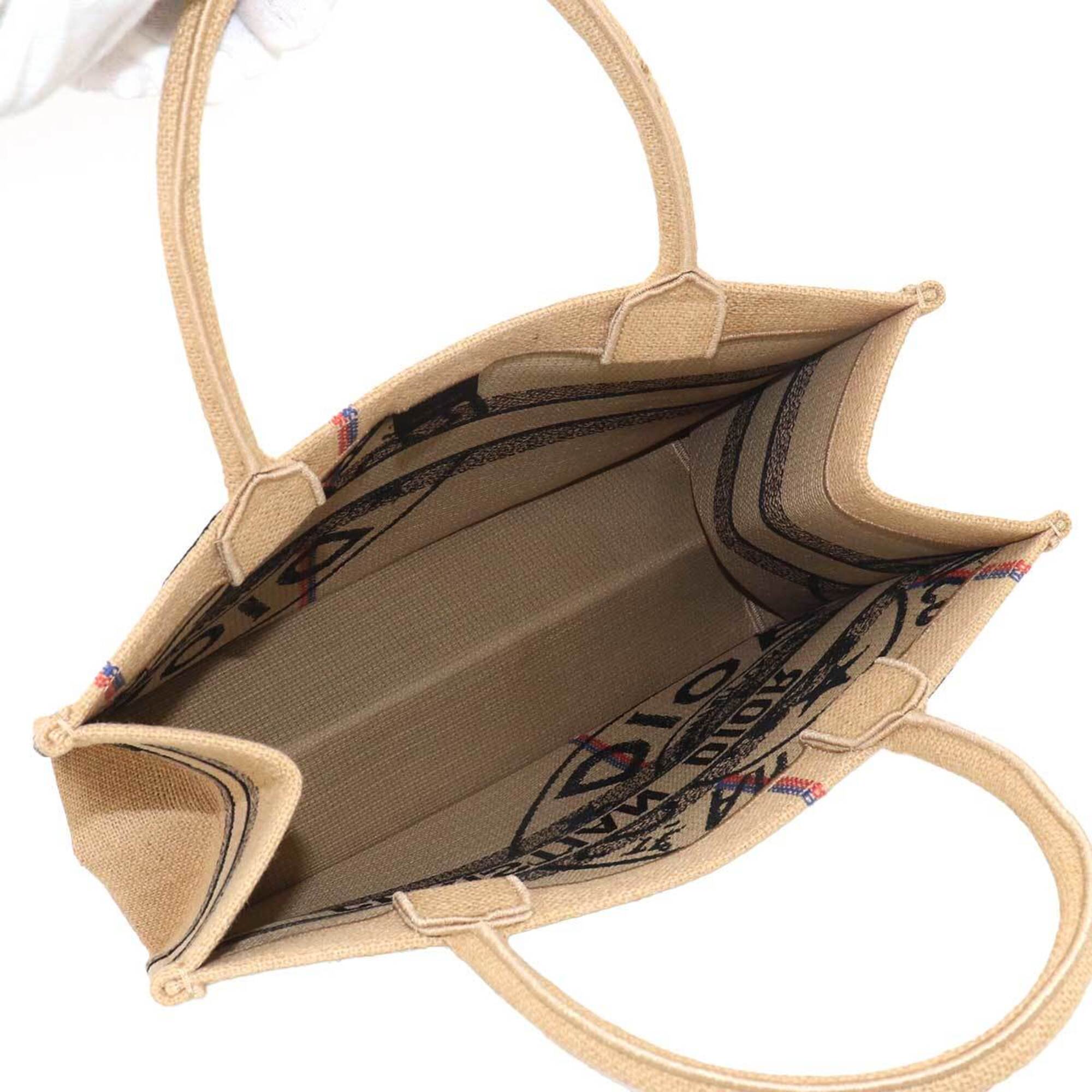 Christian Dior Book Tote Medium, Union Motif Handbag, Jute Canvas, Beige, M1296ZRUW — Like New