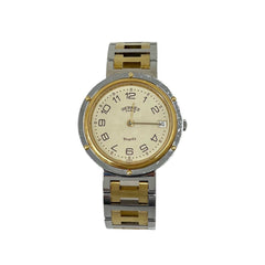 HERMES Clipper Stainless Steel GP Quartz Wristwatch, Silver/Gold, 21231 — Good