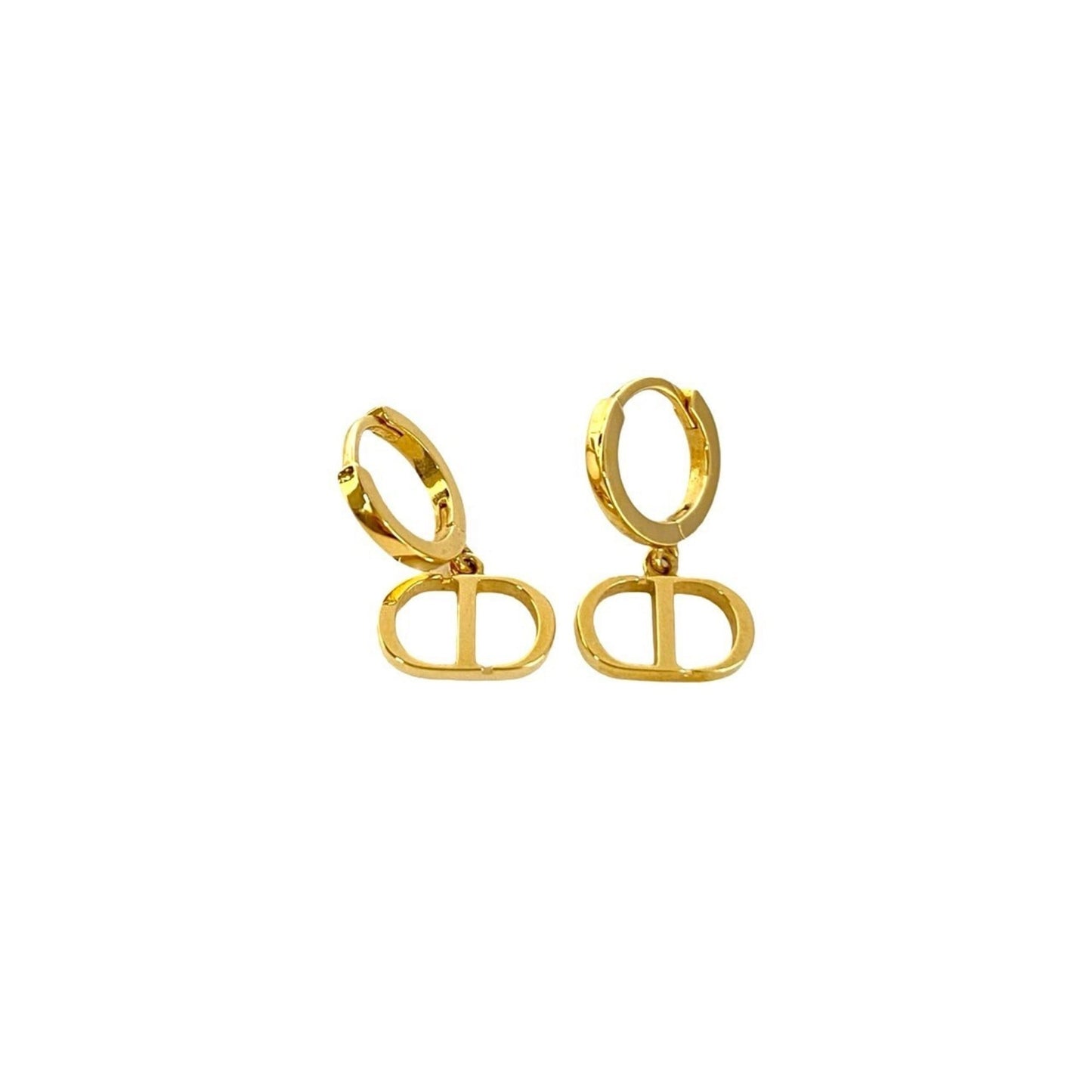 Christian Dior Petit CD Logo Motif GP Earrings, Gold, 40233