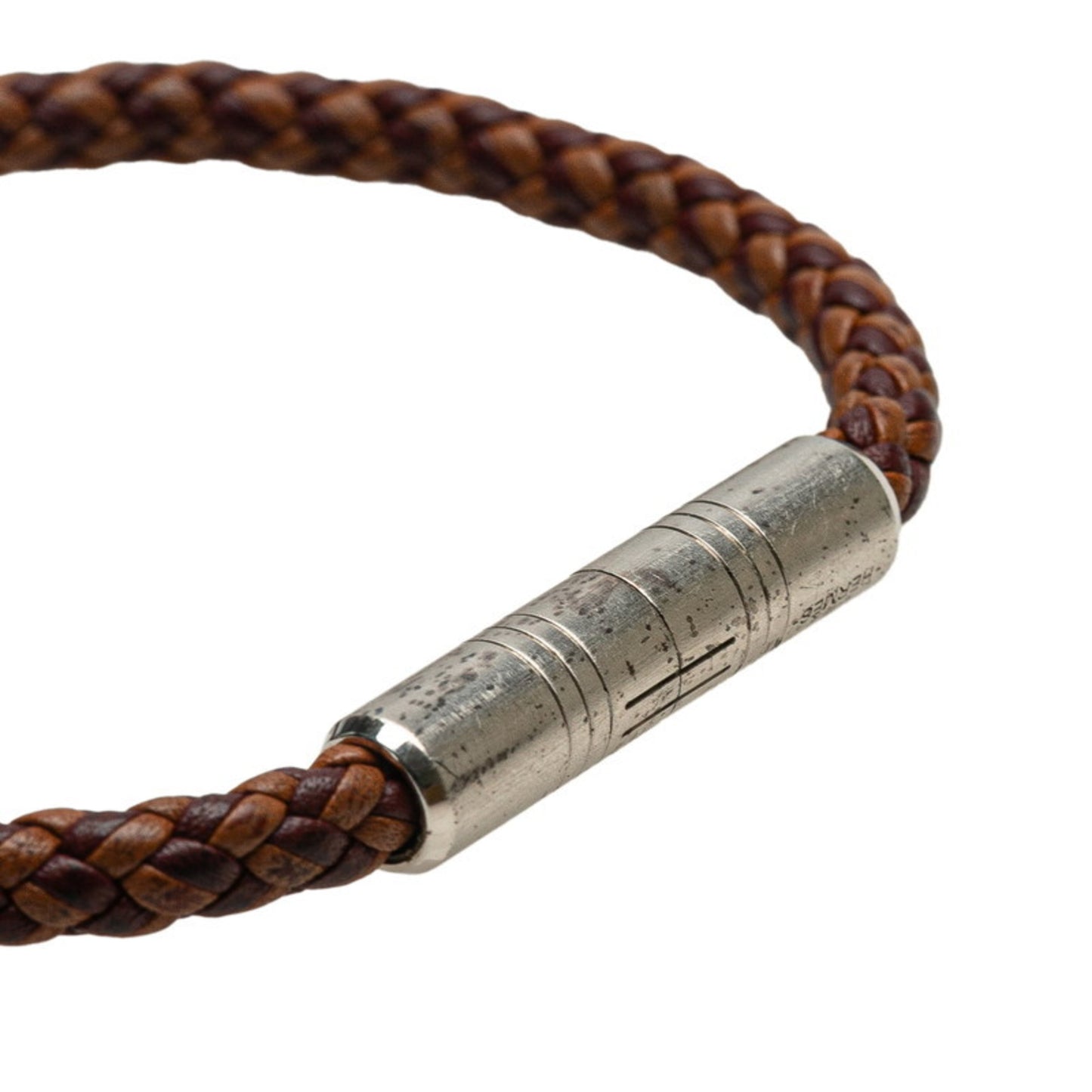 Hermes Hermès Goliath Bracelet in Brown and Silver Leather Metal for Women