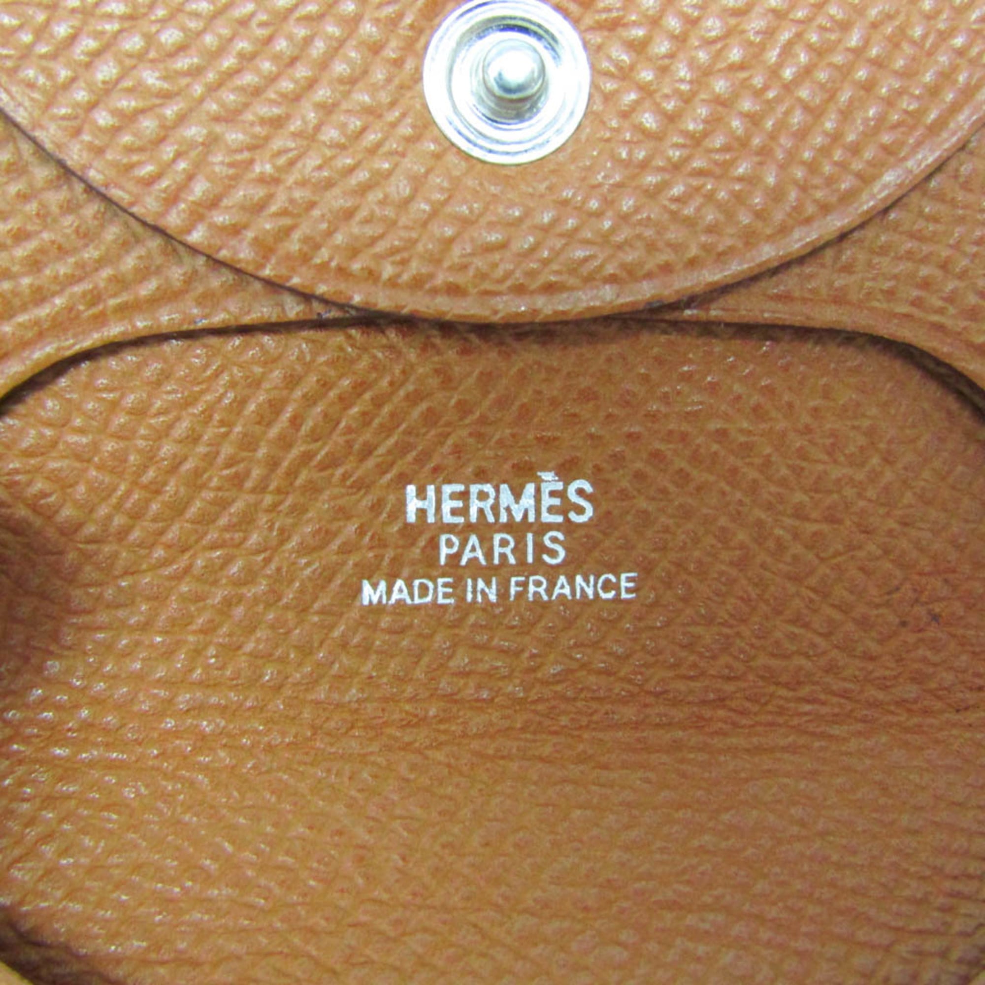 Hermes Bastia Women's Epsom Leather Coin Purse/coin Case Brown