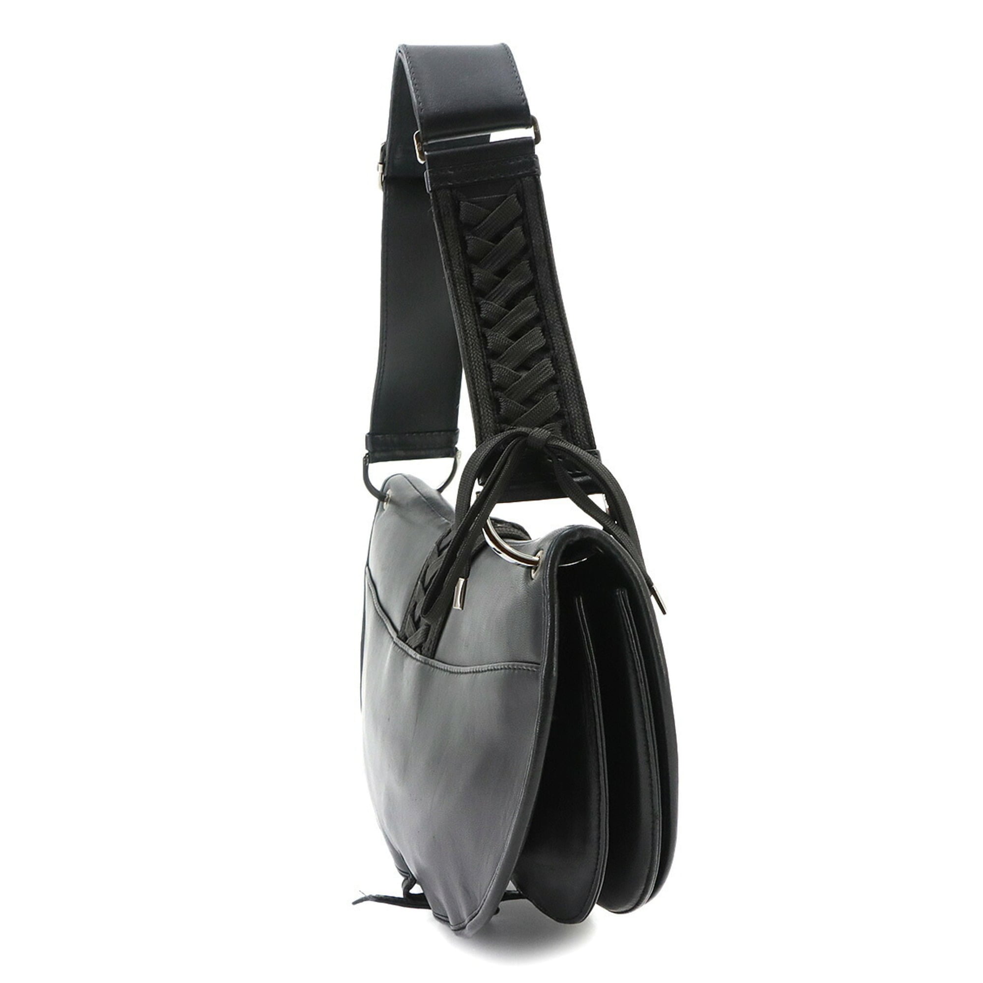 Christian Dior Admit It Shoulder Handbag Leather Black Corset — Like New
