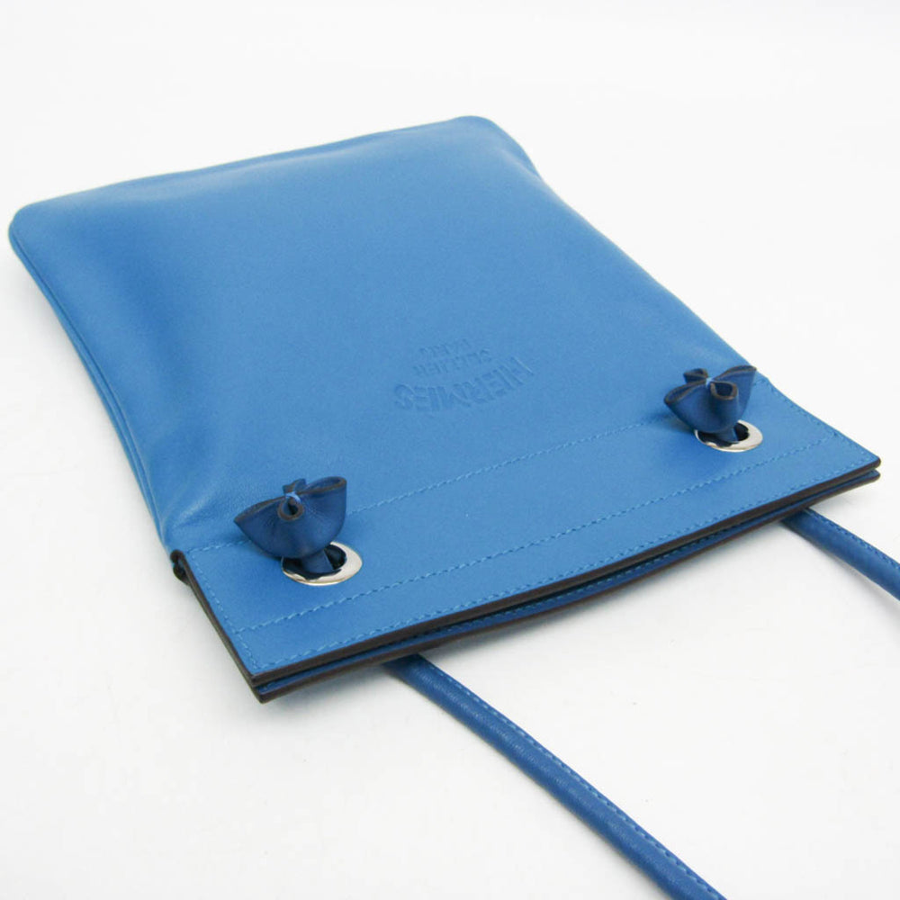 Hermes Aline Mini H082365CKAA Women's Agneau Milo,Swift Leather Shoulder Bag Blue — Like New