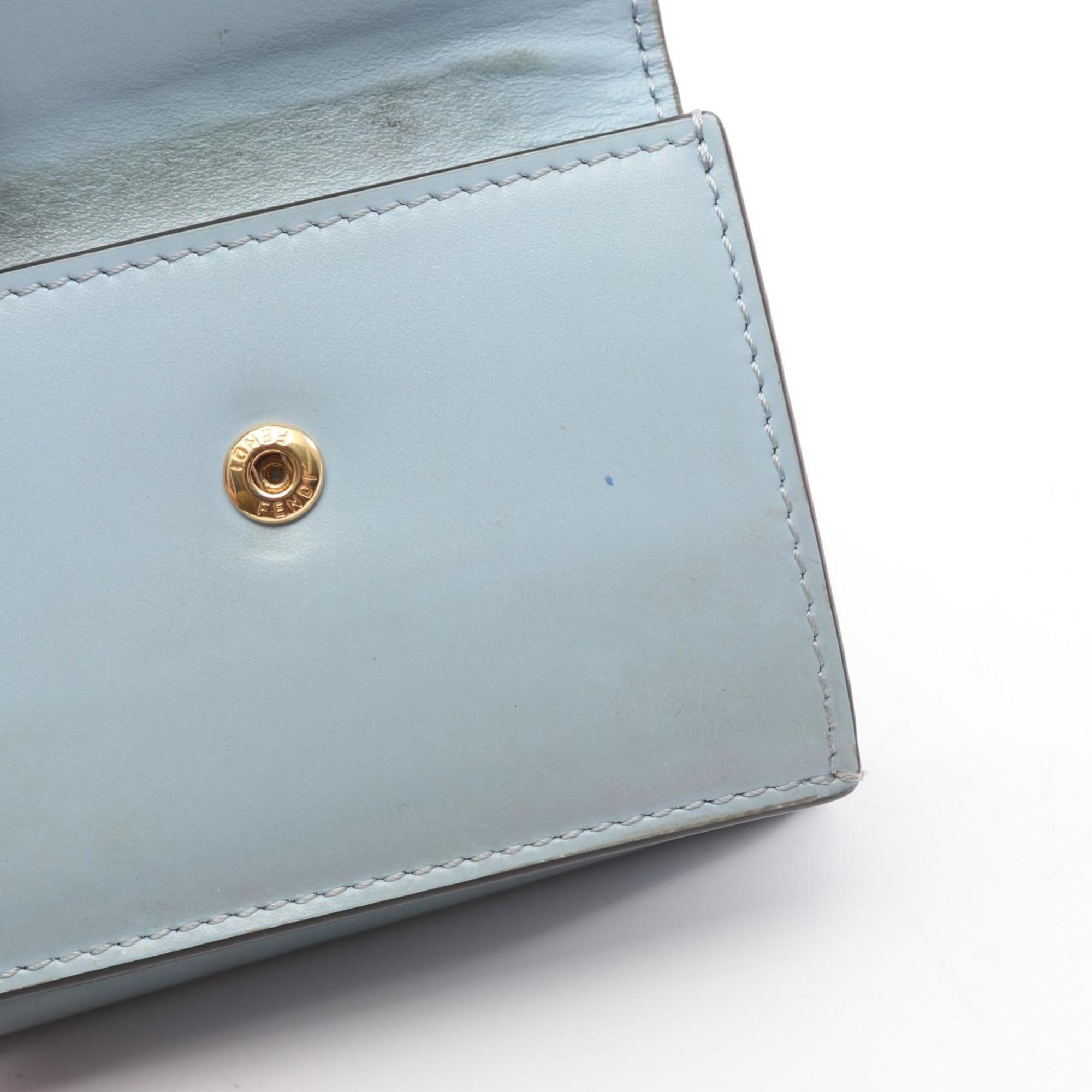 Fendi FENDI Logo Tri-fold Wallet, Leather, Women's, Blue, 8M0395