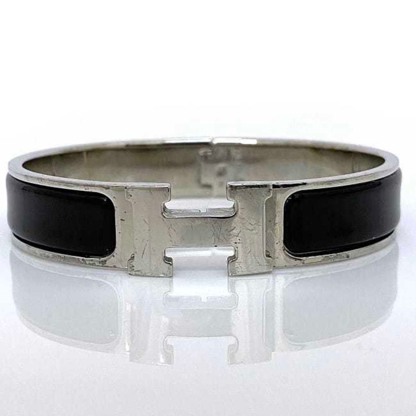 Hermes bangle click crack PM silver black metal HERMES bracelet ladies accessory fashion