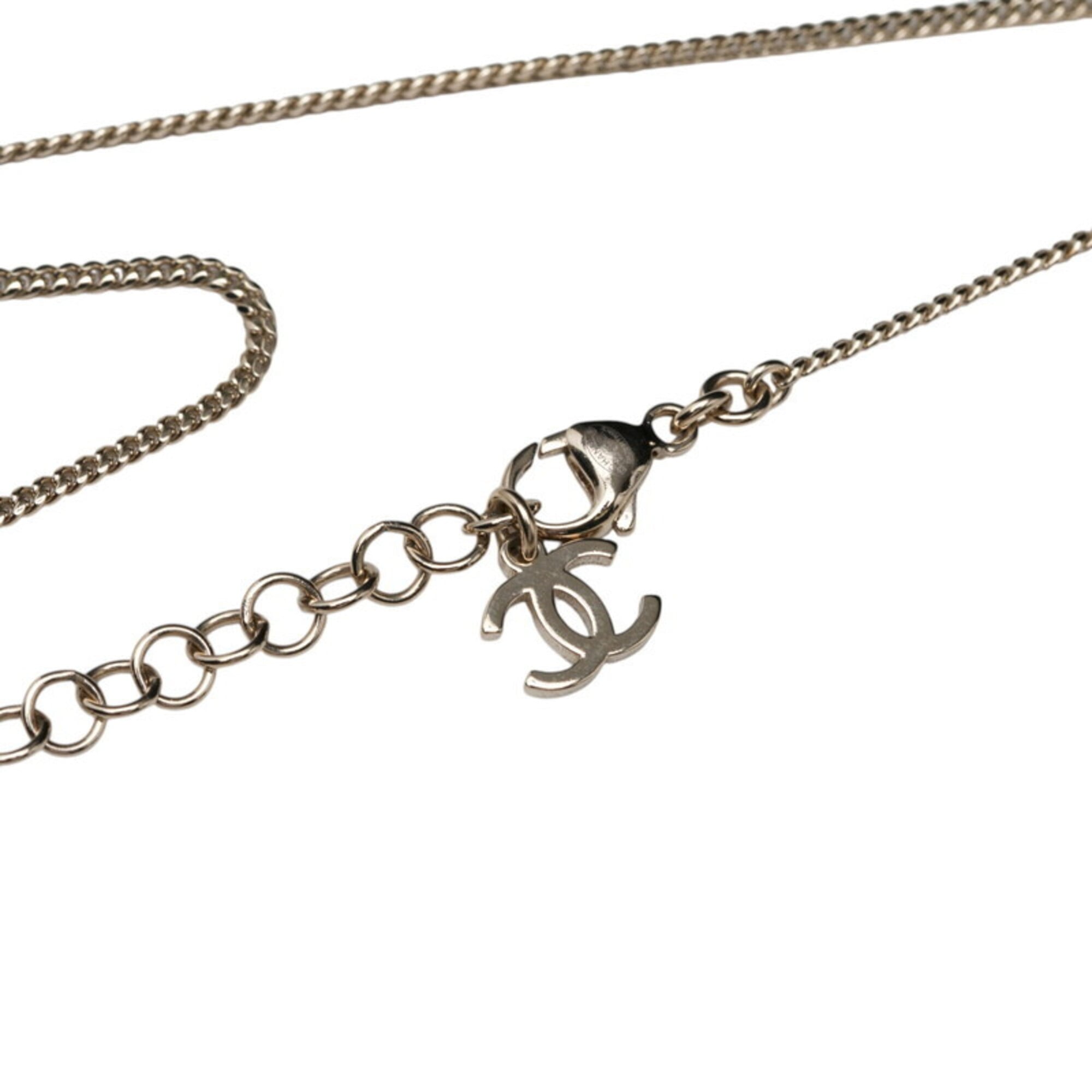 Chanel Coco Mark Heart Motif Necklace, Gold and Black Plated Rhinestones, Women's CHANEL — Like New