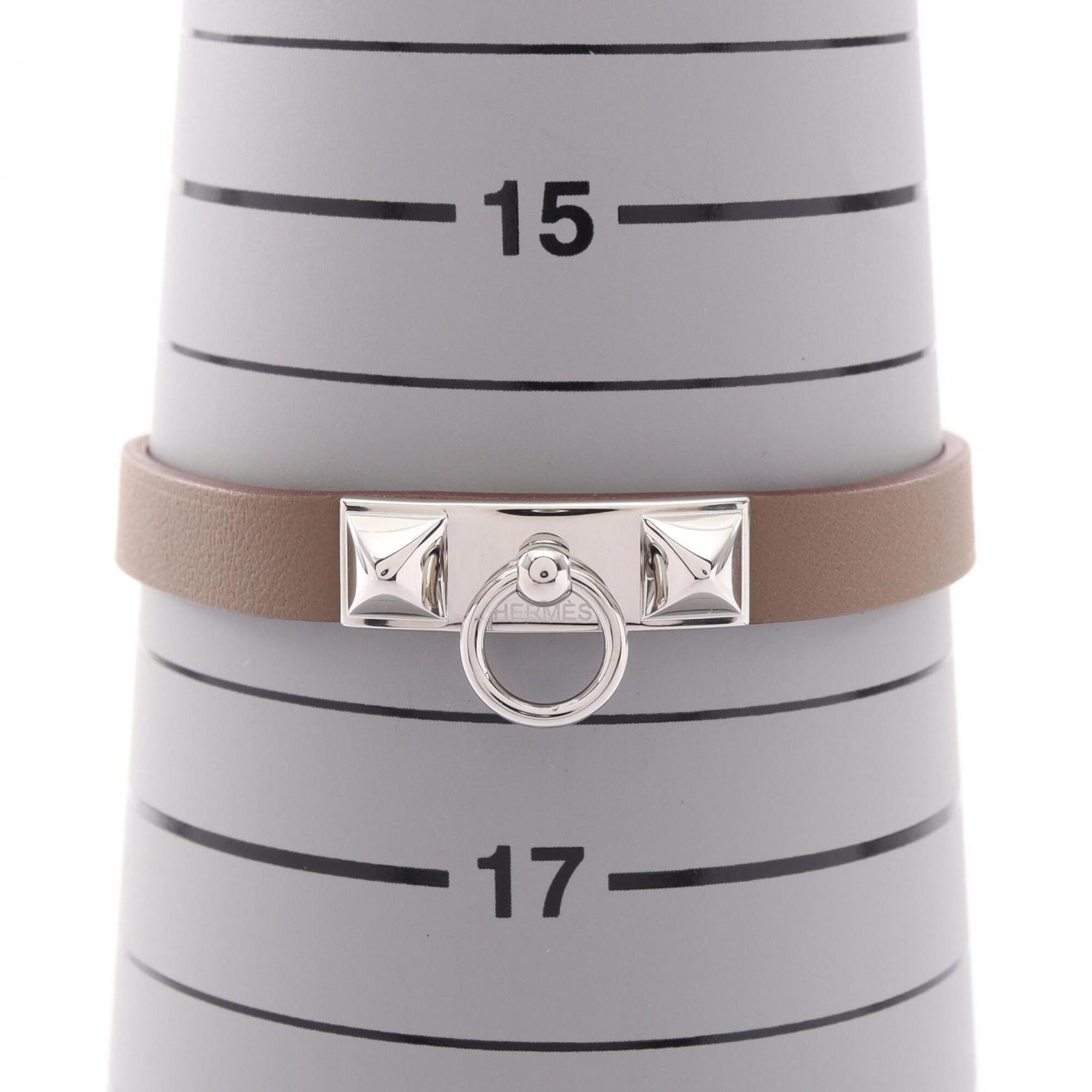 Hermes Rivale Mini Etoupe Bracelet, Stainless Steel, Veau Swift Leather, Women's, Gray/Silver Tone, M2009 — New - Store Return