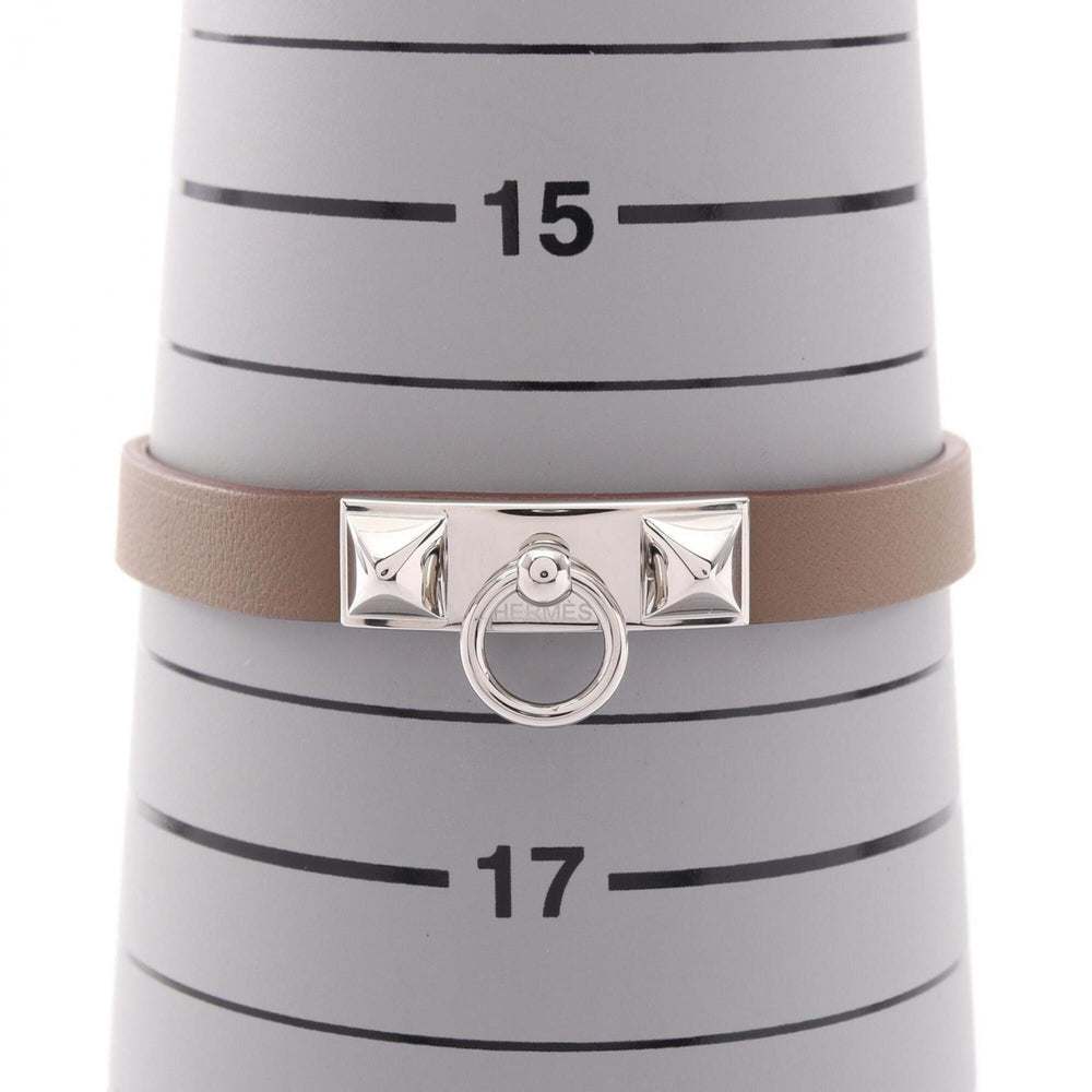 Hermes Rivale Mini Etoupe Bracelet, Stainless Steel, Veau Swift Leather, Women's, Gray/Silver Tone, M2009 — New - Store Return