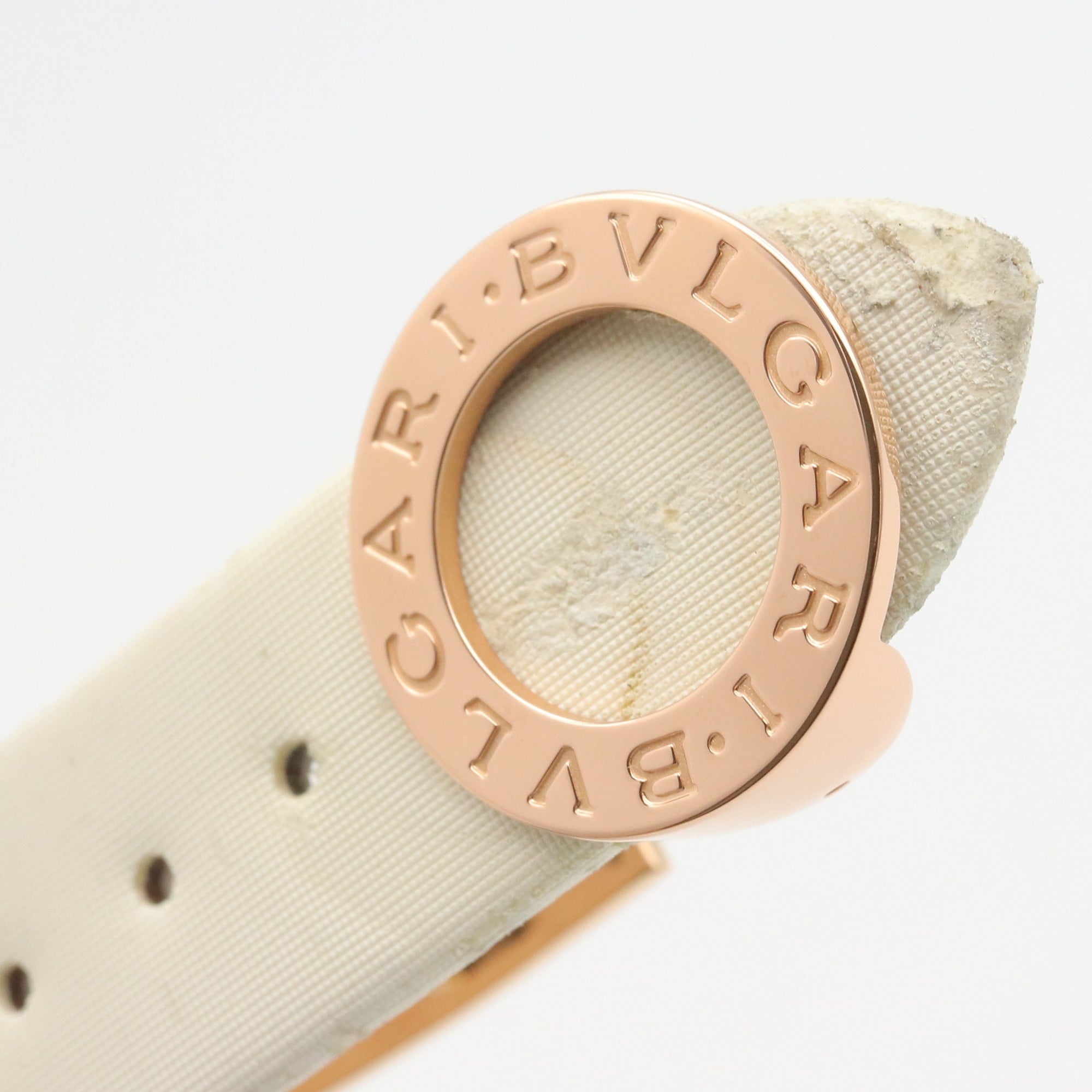Bulgari BVLGARI Astrale Cerchi Diamond & Colored Stone Watch, 18K Pink Gold (PG), Diamond, Leather Strap, Women's, White, White Shell, AEP36G — Very Good