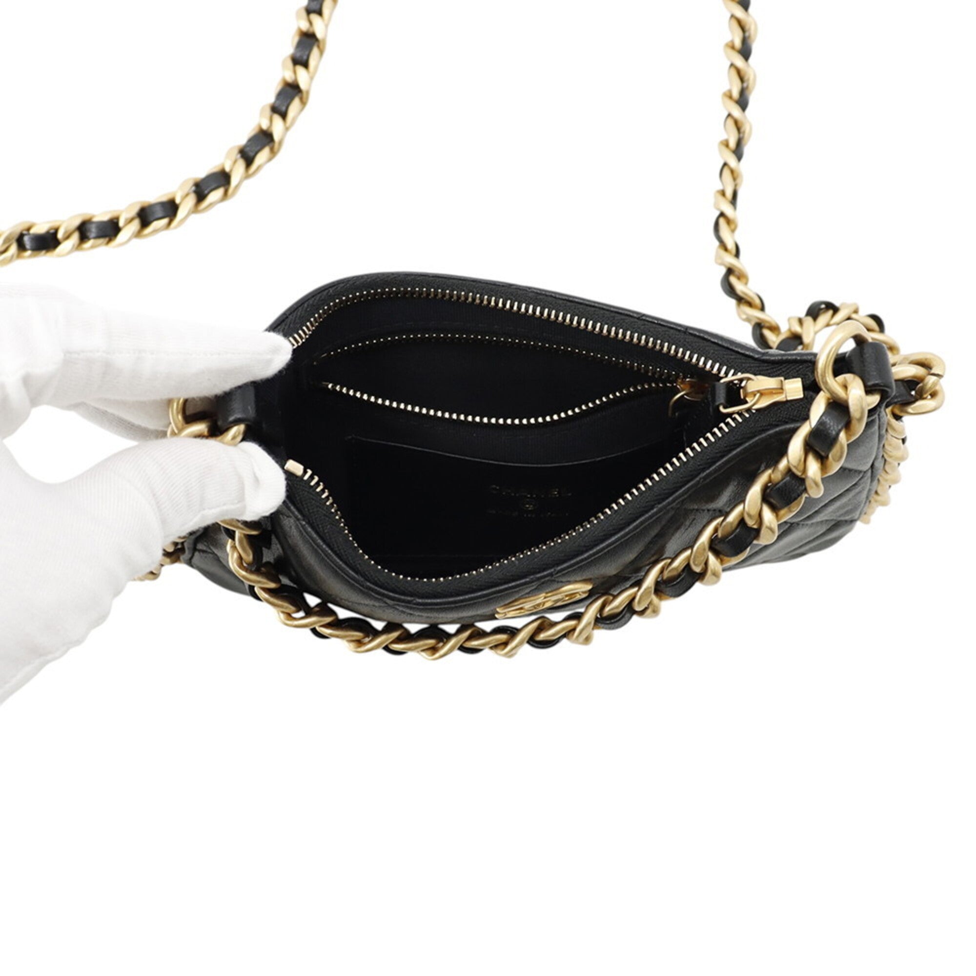 Chanel Chain Shoulder Bag Matelassé Coco Mark Lambskin AP3487 CHANEL Handbag Black Women's — Like New